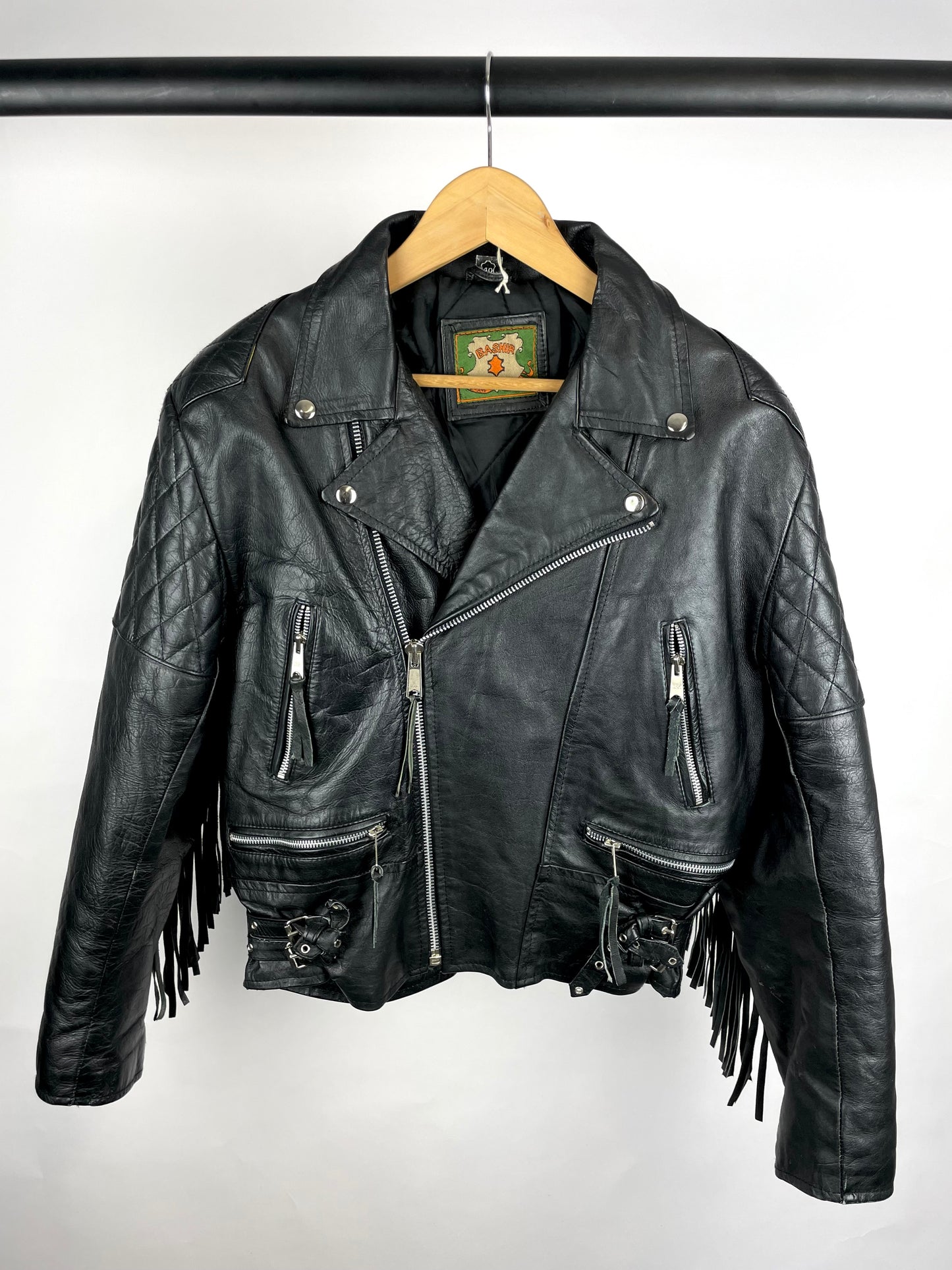 Vintage 90s BASHIR Tassel Leather Jacket
