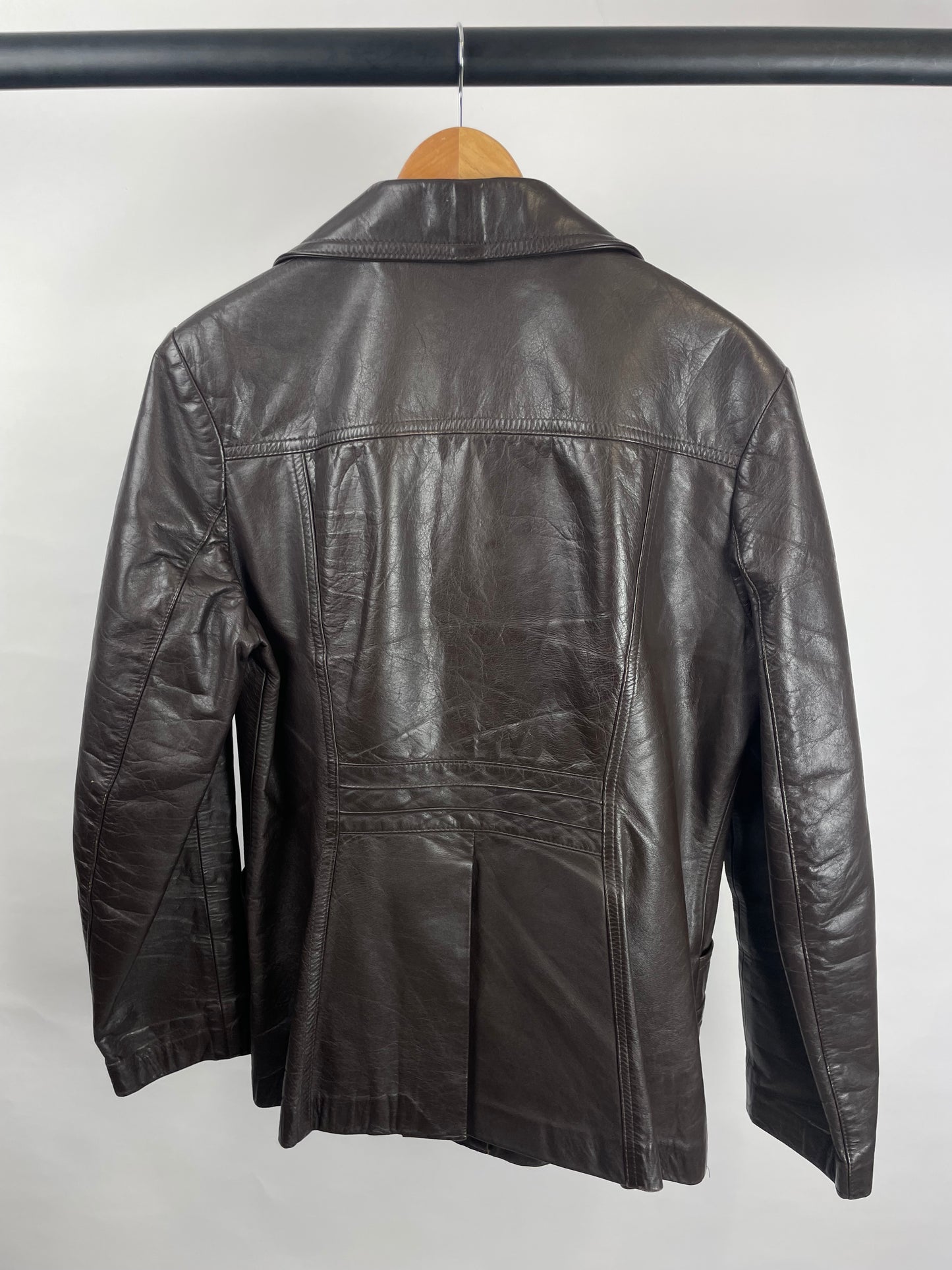 Vintage 70s Long Brown Leather Jacket