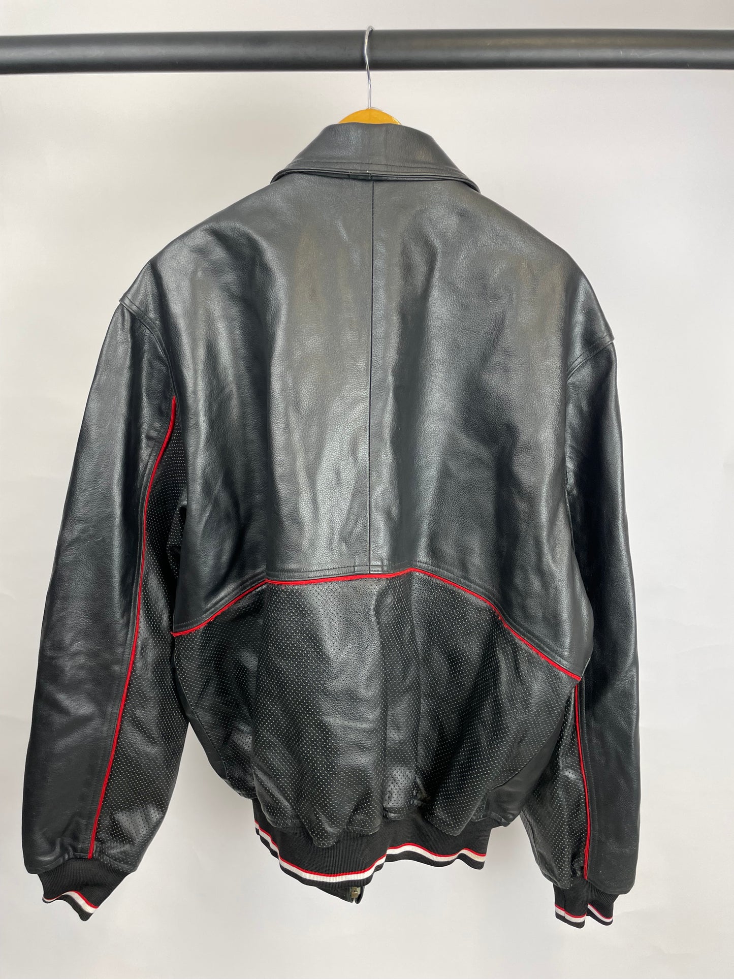 Vintage 90s Highlander Sports Bomber Leather Jacket