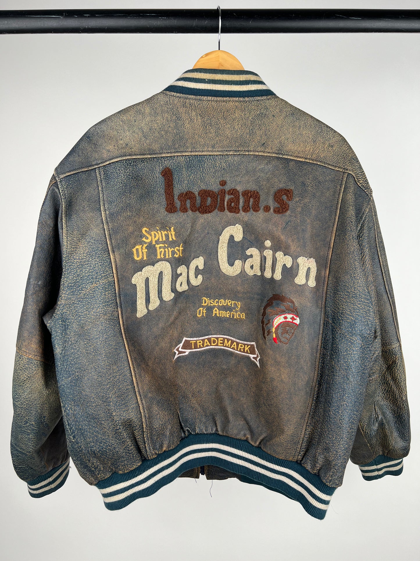Vintage 90s Indian.S Leather Bomber Jacket