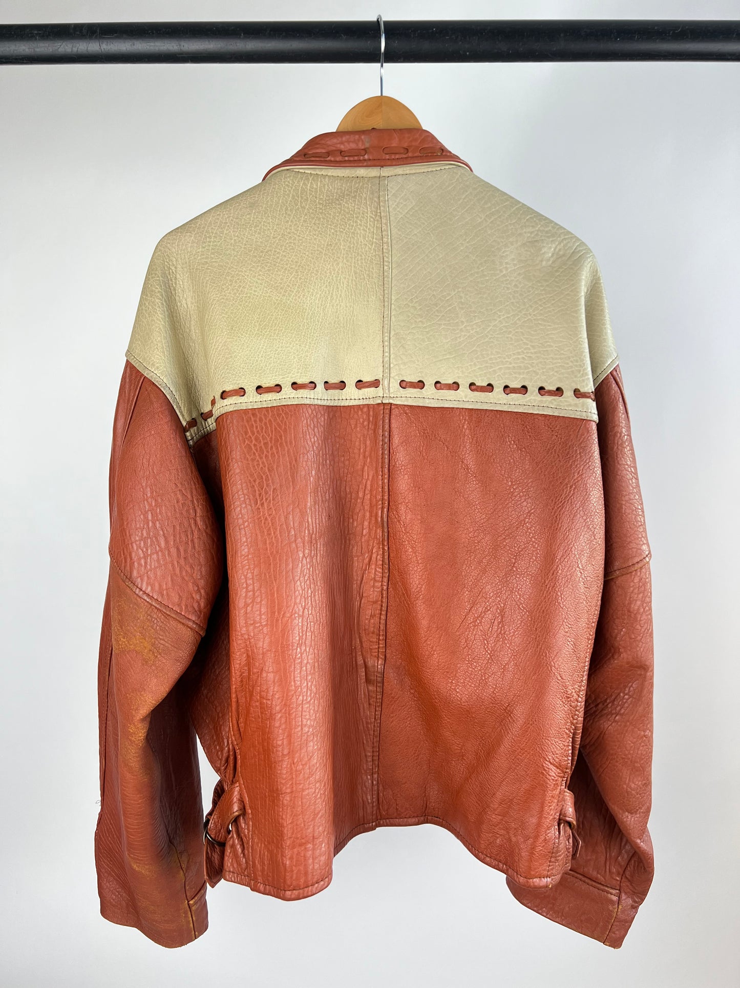 Vintage 90s Two Tone Leather Jacket