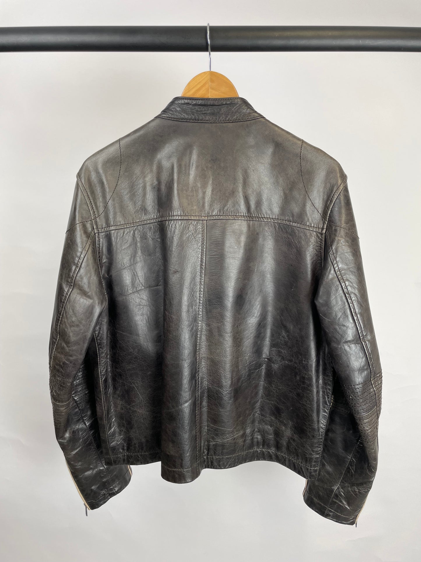 Vintage 90s Lambretta Leather Motorbike Jacket