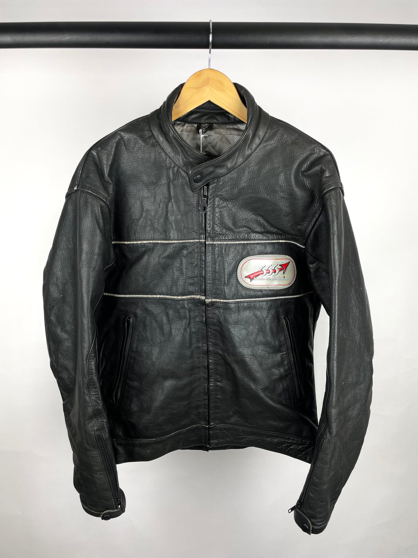 Vintage 90s 666 Lavoro Del Diavolo Leather Motorbike Jacket