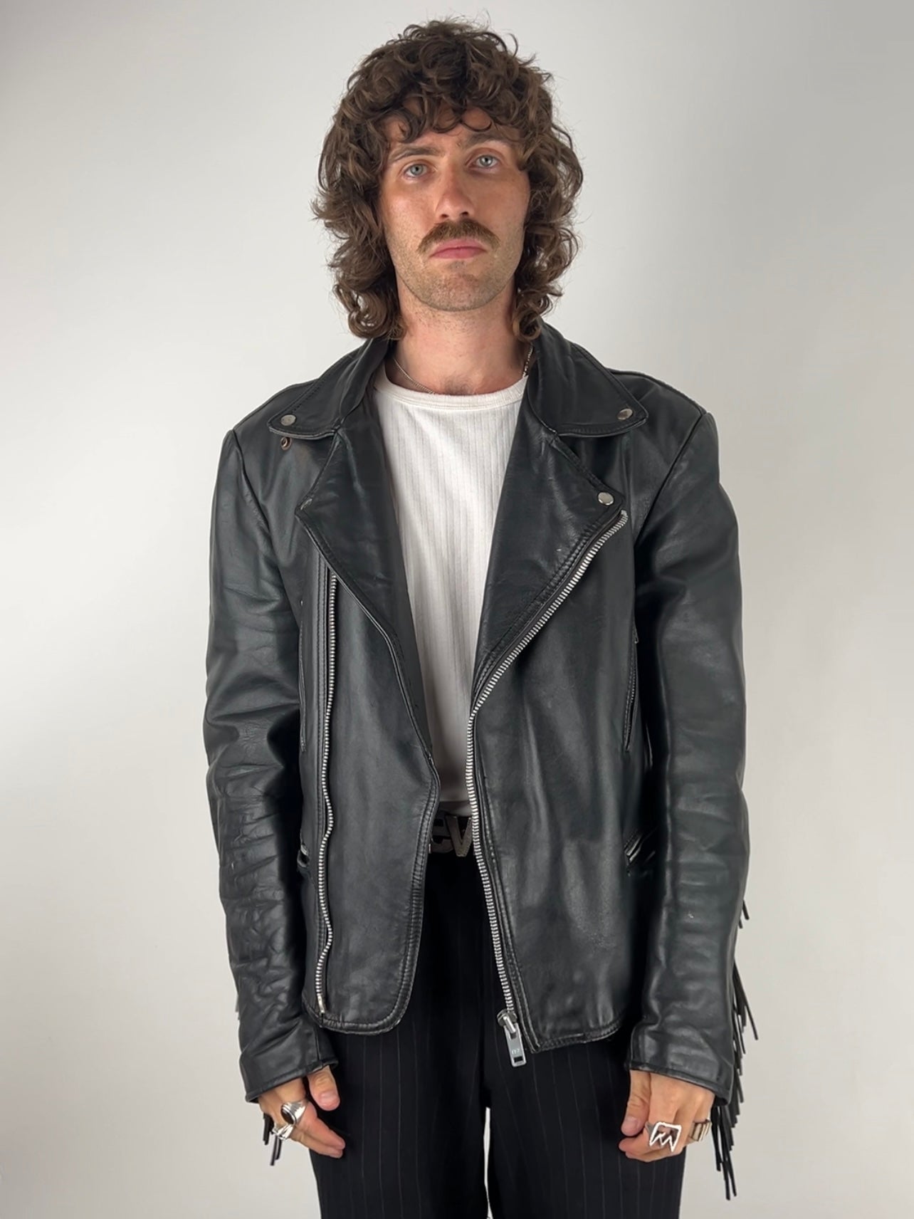 Vintage 90s Leather Tassel Jacket