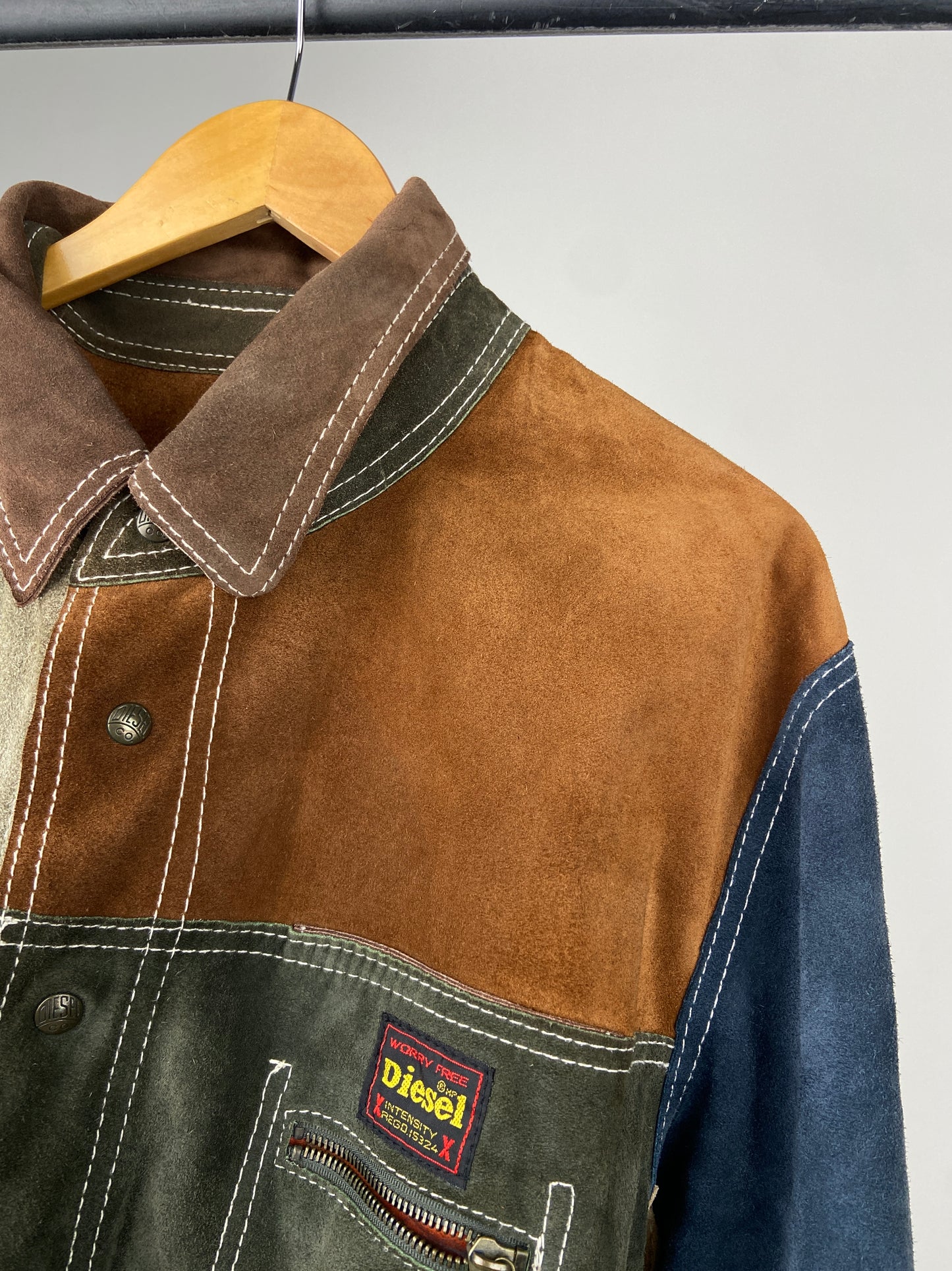 Vintage 90s Reversible Diesel Patchwork Suede Jacket