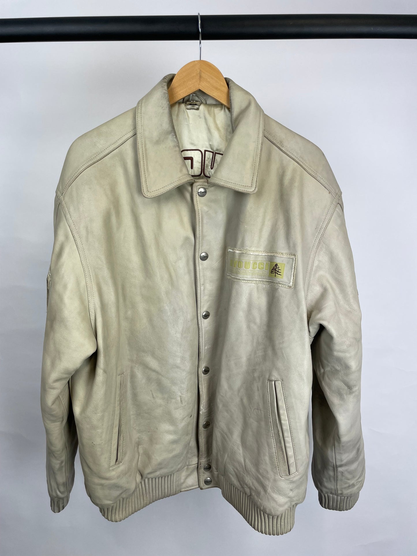 Vintage 90s Davoucci Alpine Rescue Bomber Leather Jacket