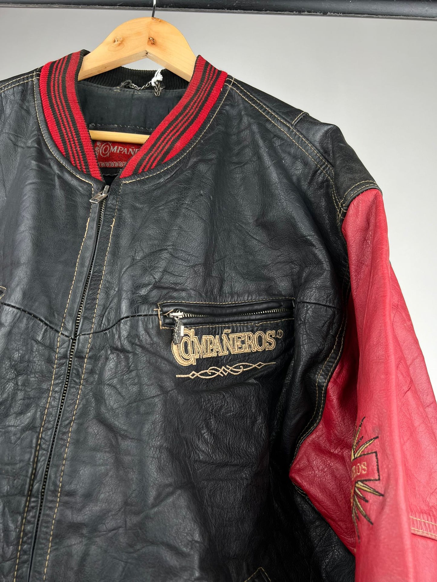 Vintage 90s Companeros Leather Bomber Jacket