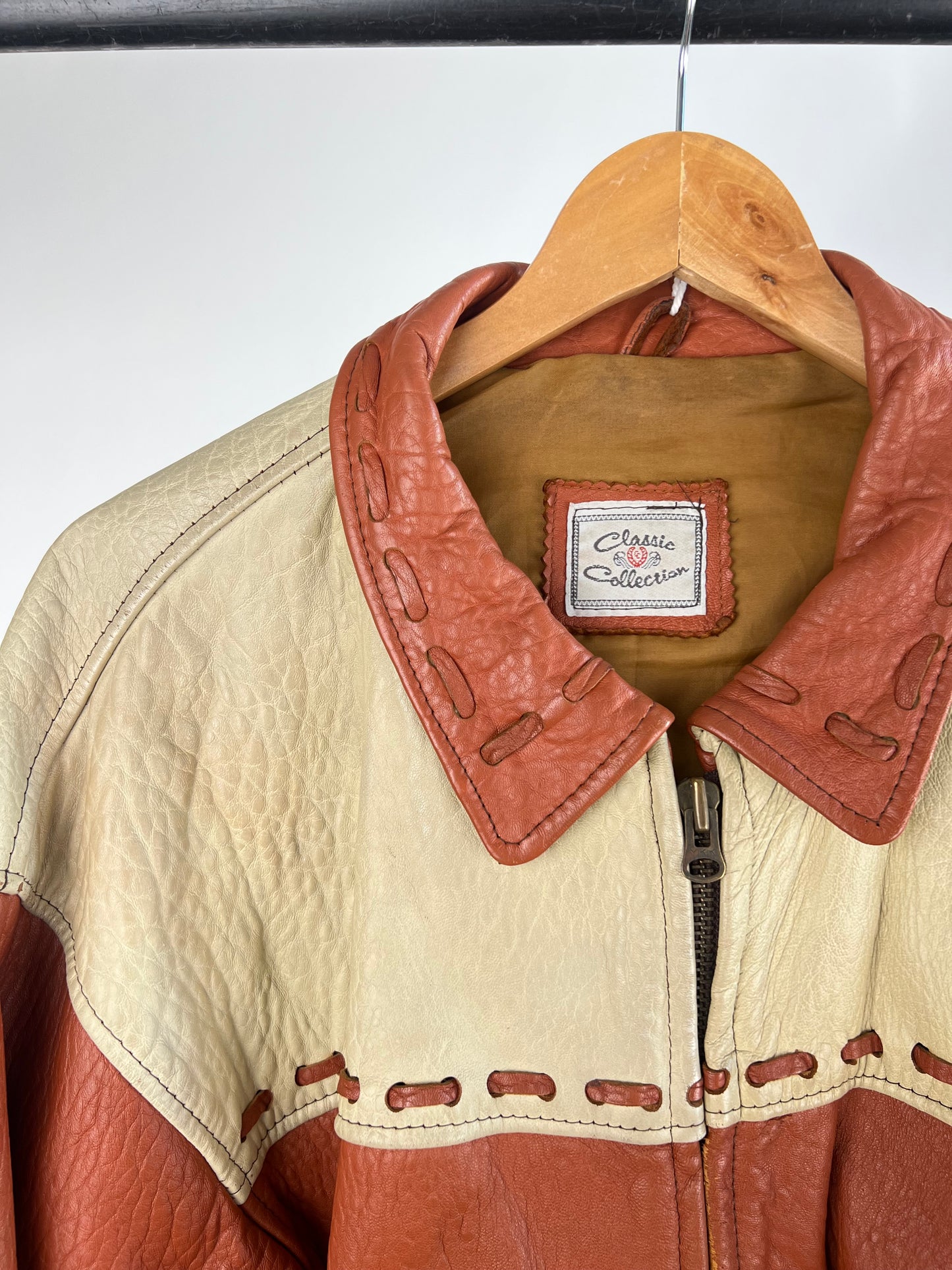 Vintage 90s Two Tone Leather Jacket