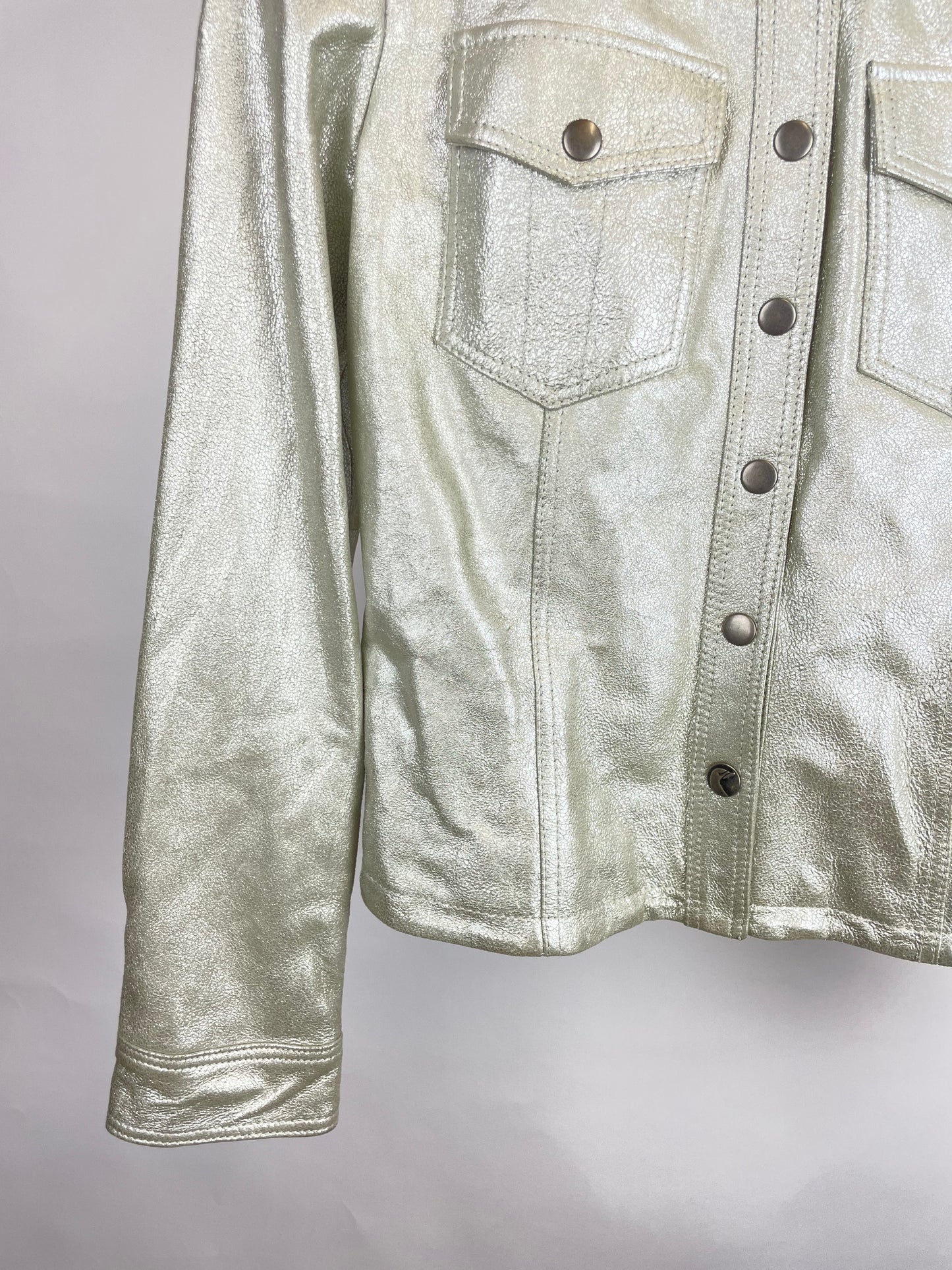 Vintage 90s Silver Leather Jacket