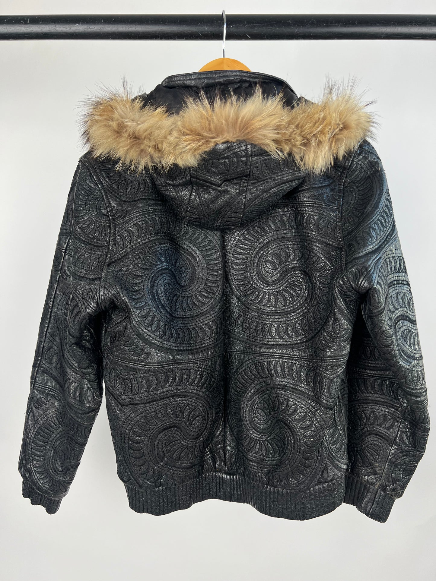 Vintage 90s Embroidered Leather Jacket