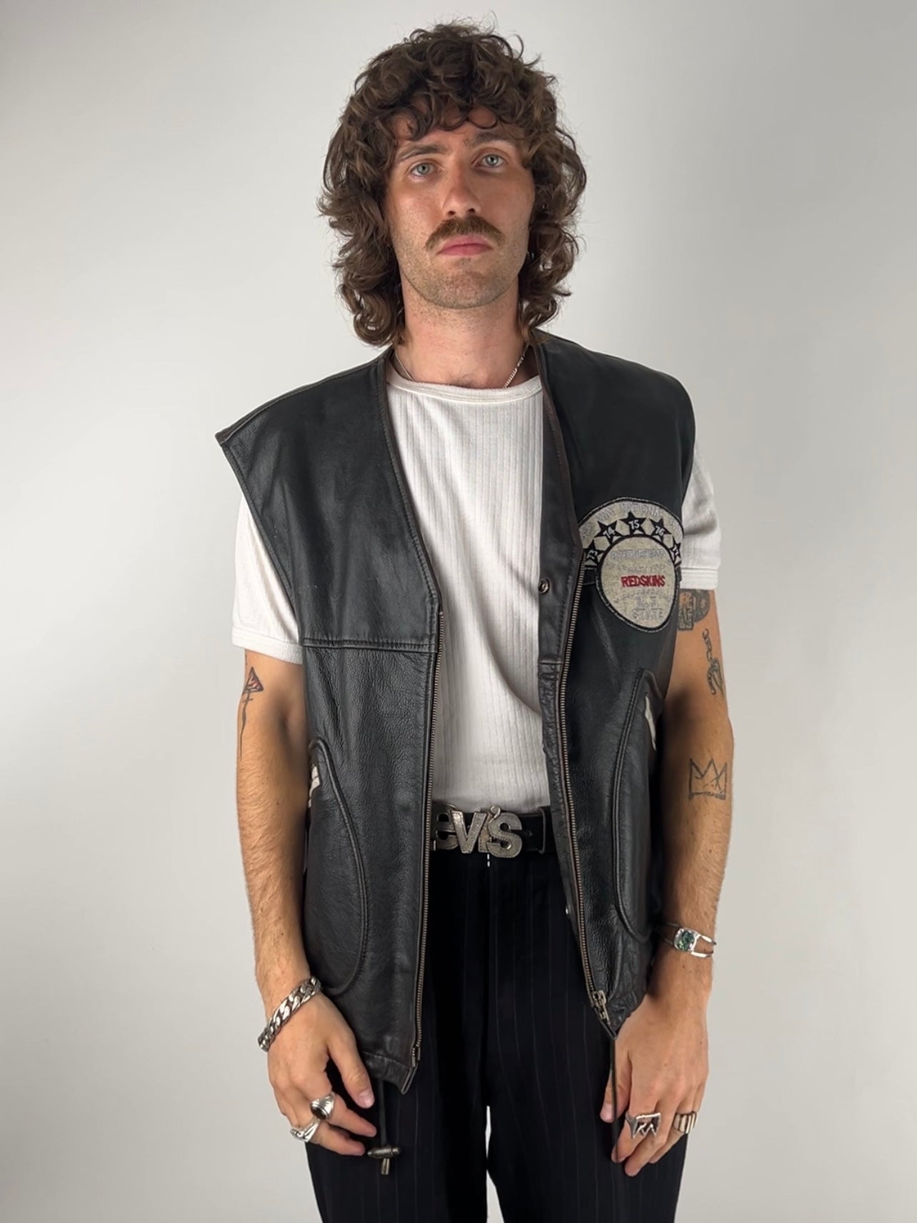Redskins 90s Leather Biker Waistcoat