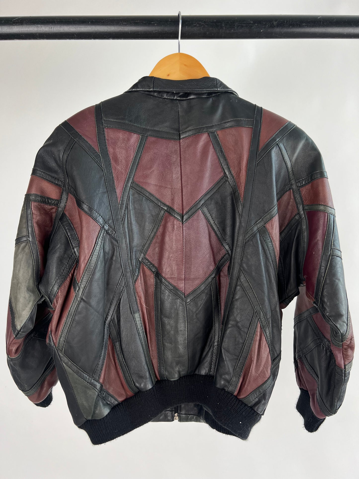 Patchwork 70s Leather Bomber Jacket
