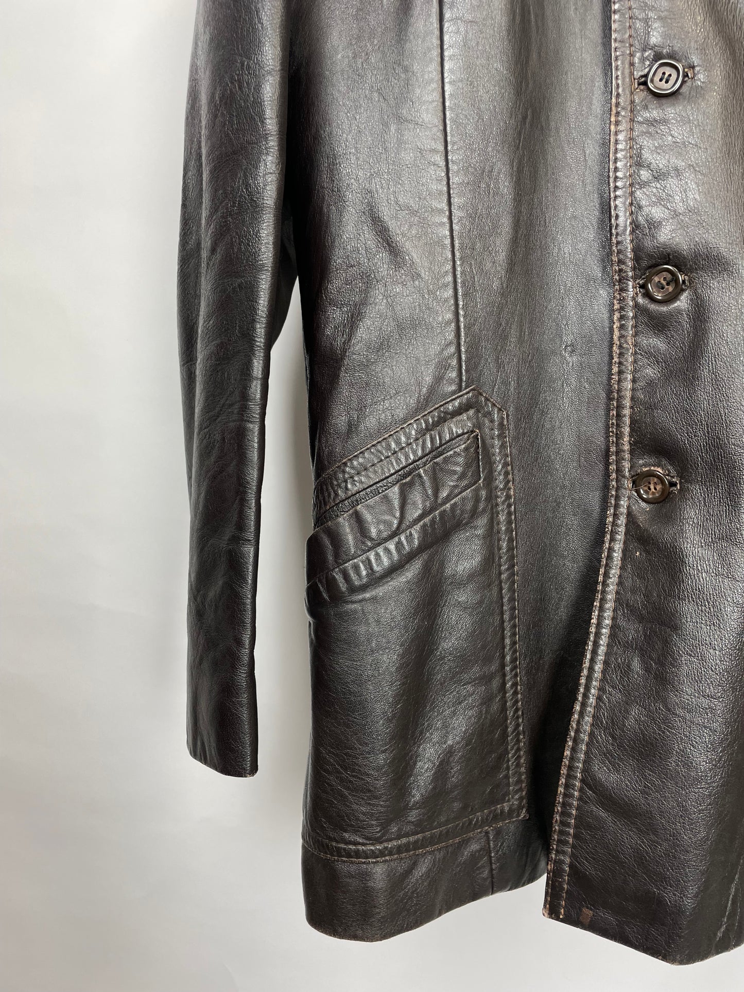 Vintage 90s Long Trench Leather Jacket
