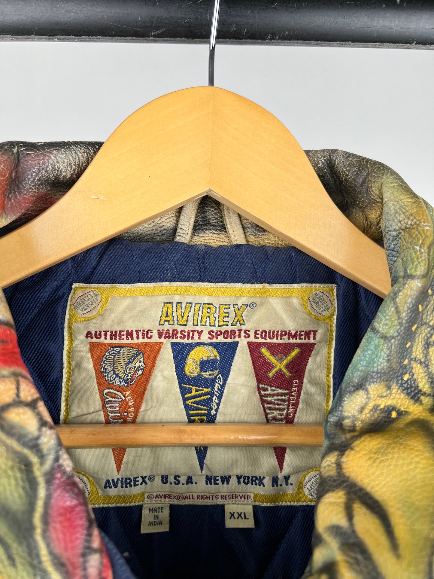 Vintage Avirex Graffiti 90s Leather Bomber Jacket