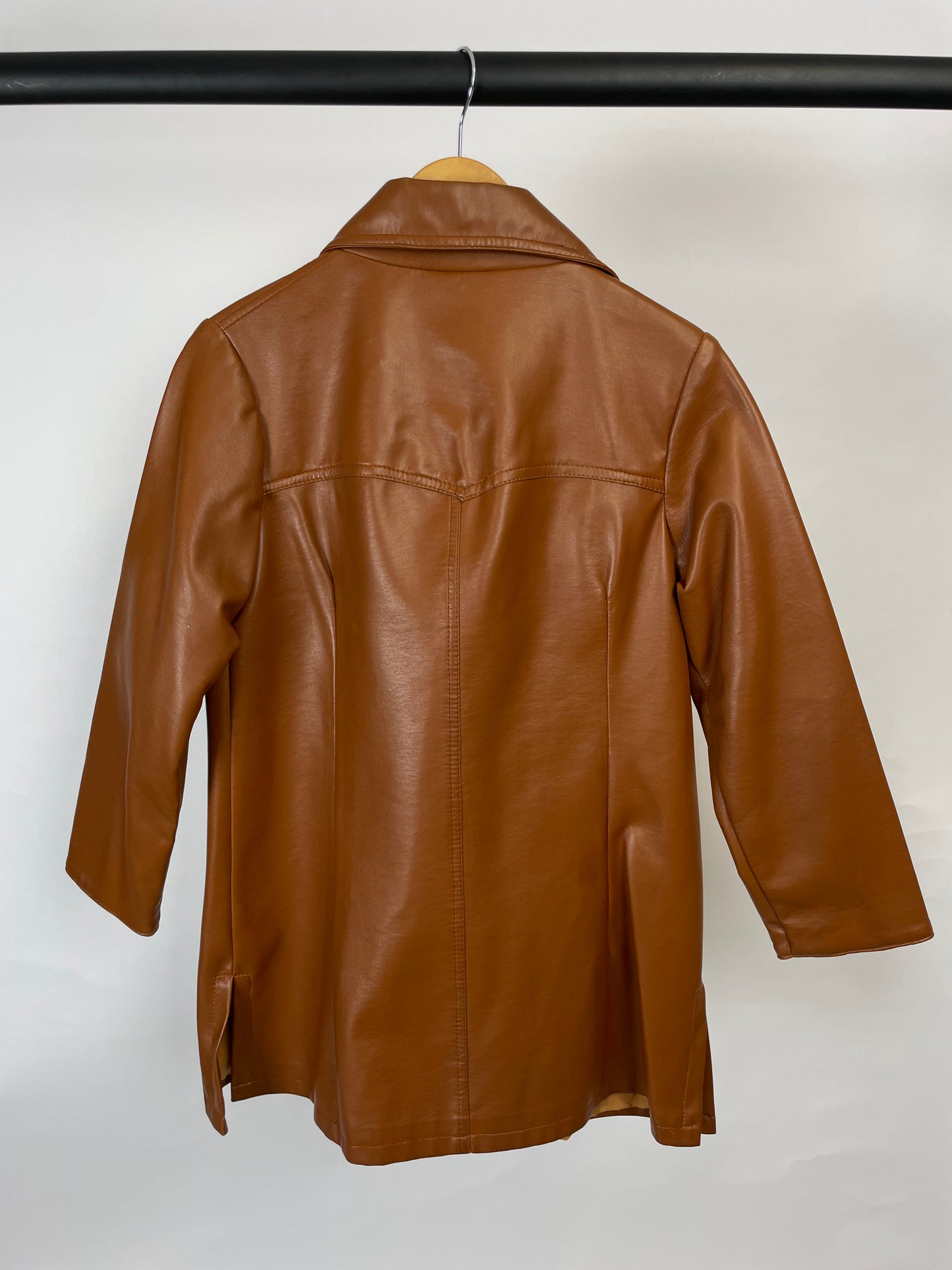 Vintage 90s Pennington’s Long Brown Leather Jacket