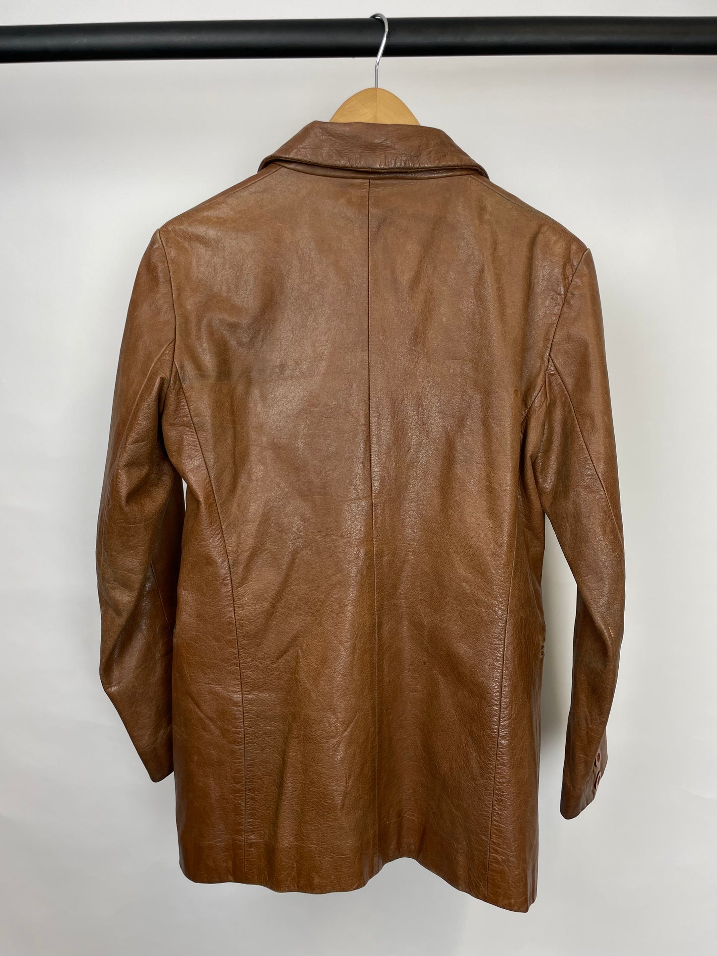 Vintage 90s AKASO International Long Leather Jacket