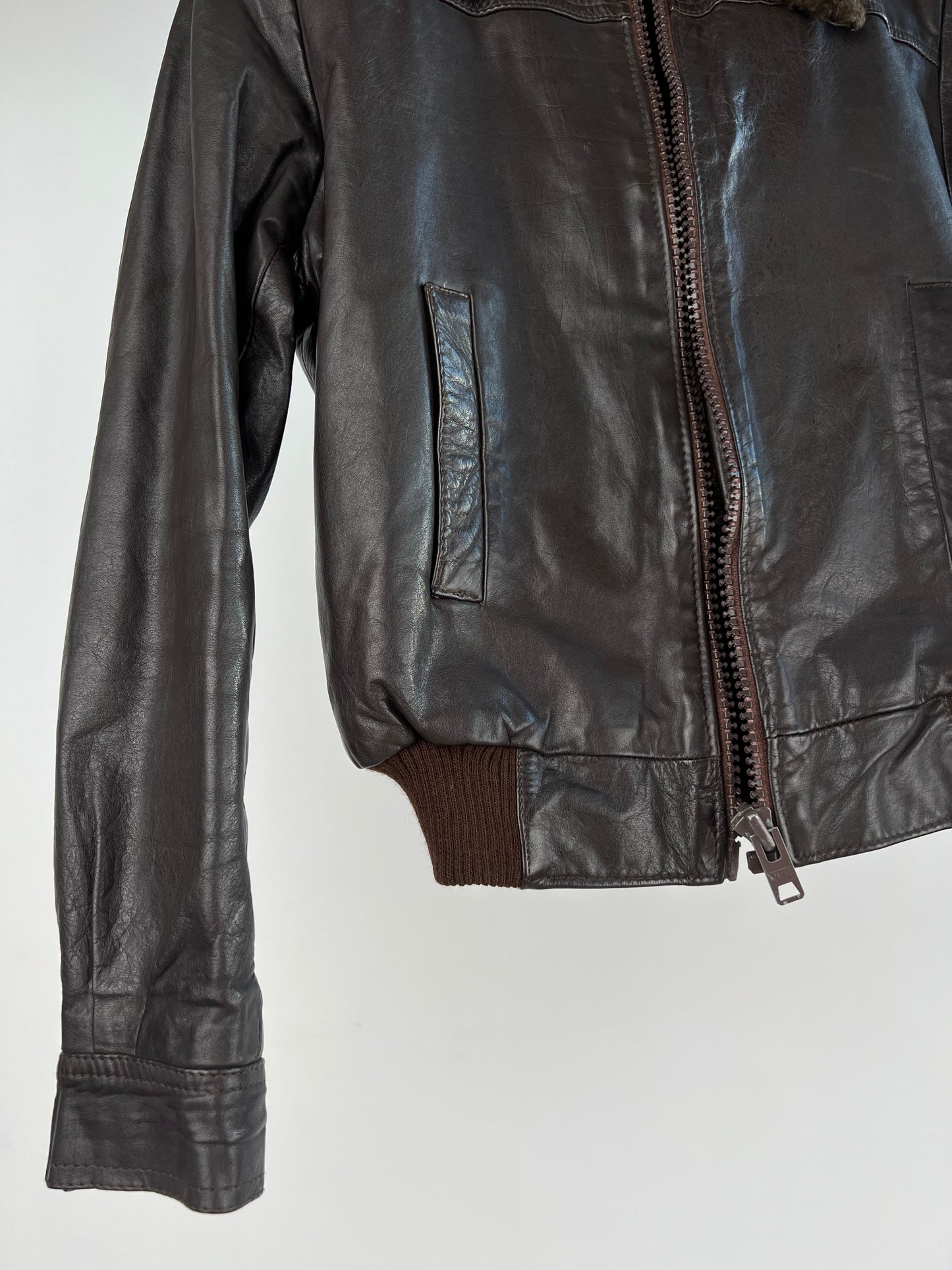 Vintage 70s Brown Leather Aviator Jacket
