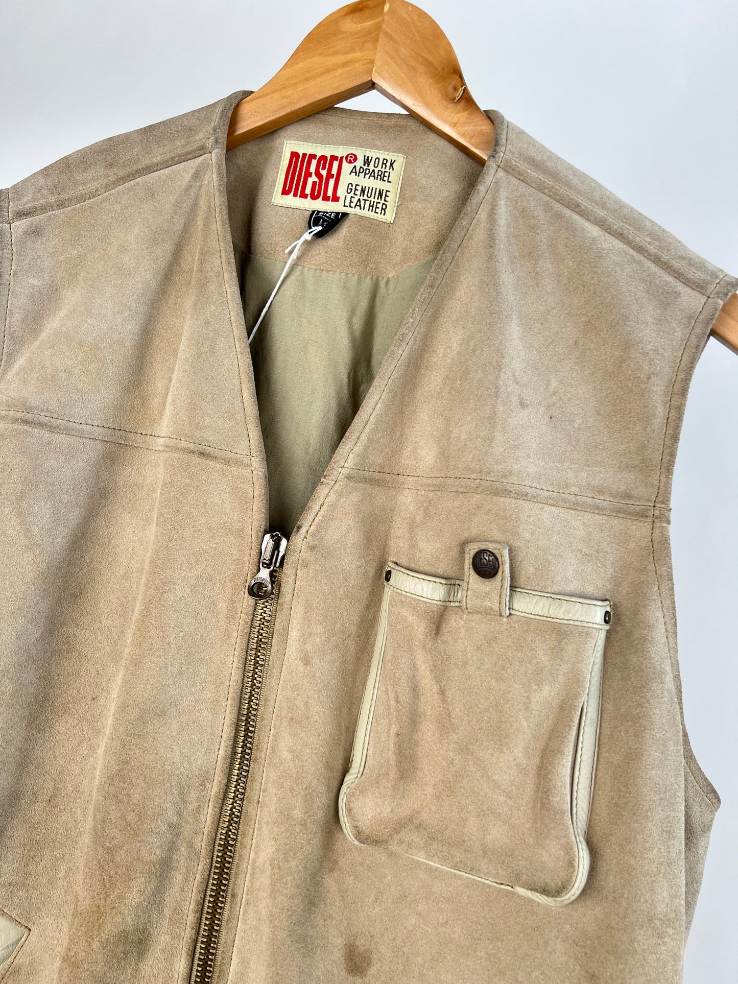 Diesel 90s Suede Biker Waistcoat