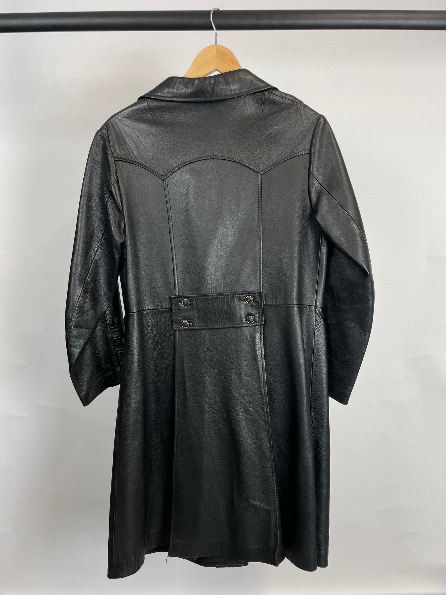 Vintage 90s Long Trench Leather Jacket