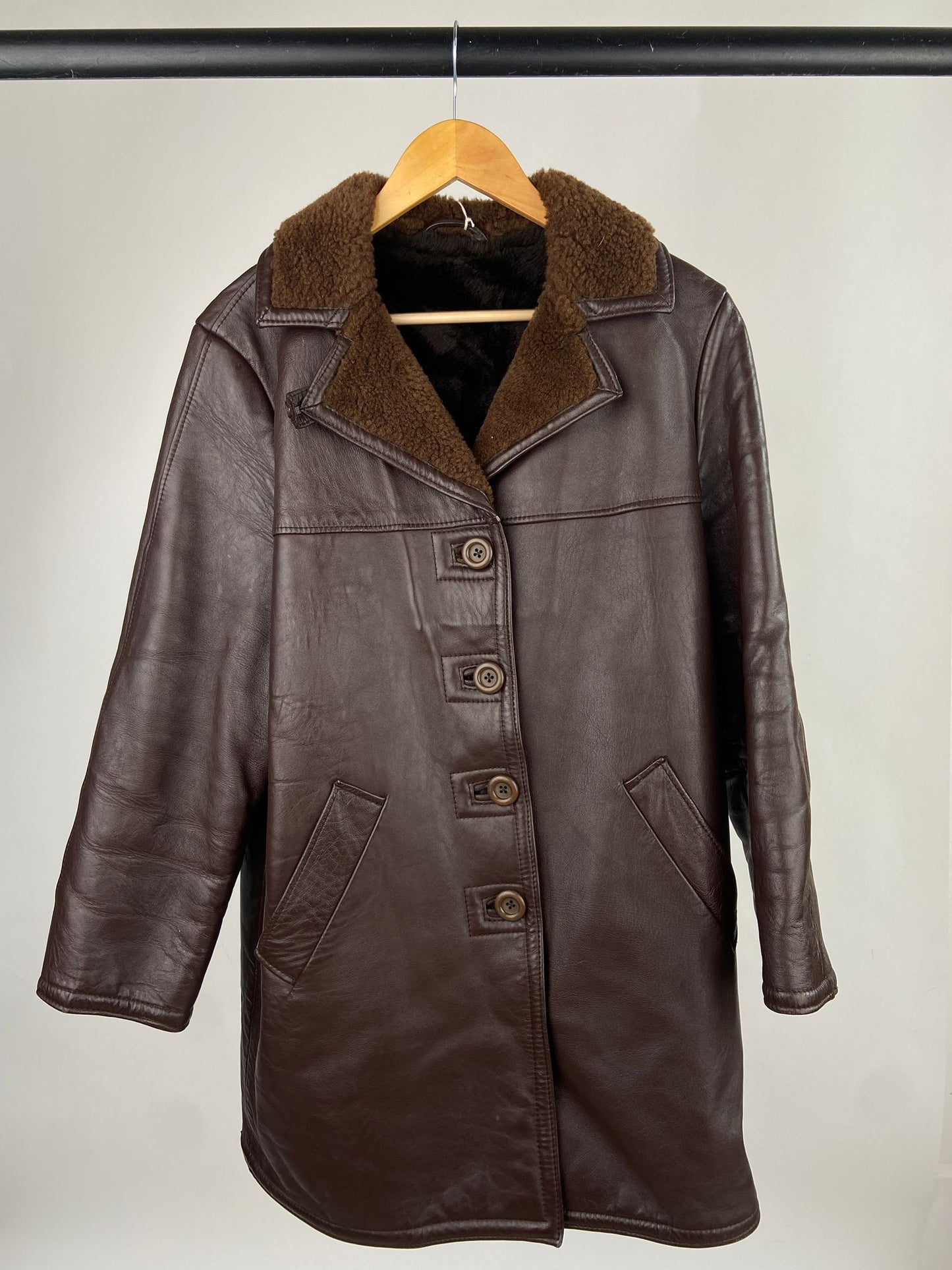 Vintage 70s Long Leather Sheepskin Jacket