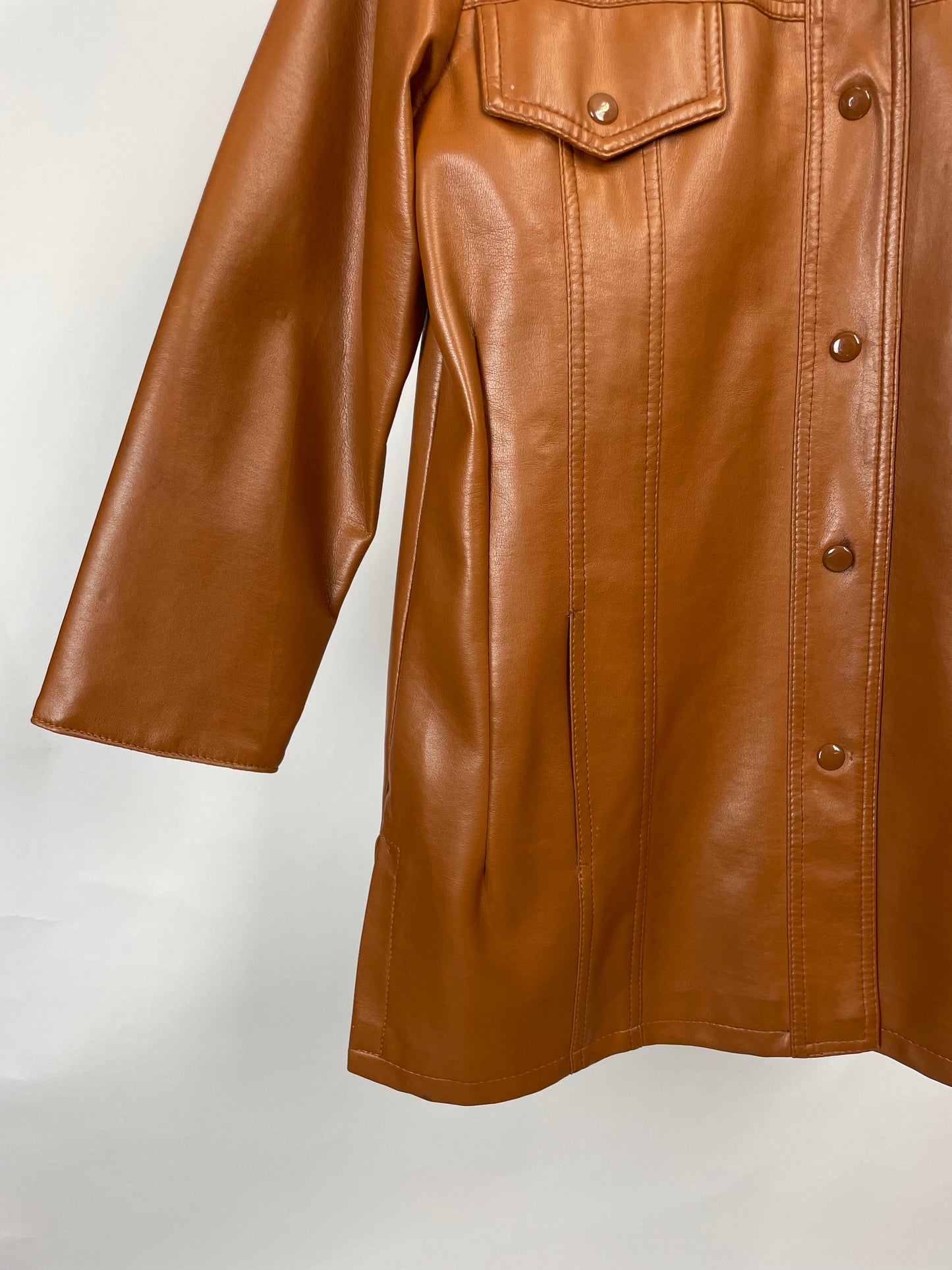 Vintage 90s Pennington’s Long Brown Leather Jacket