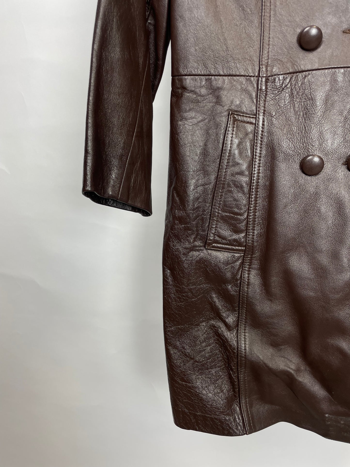 Vintage 90s Long Trench Leather Jacket