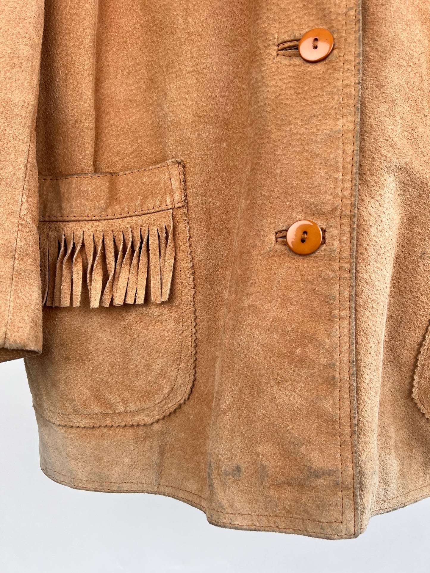 Vintage 90s Tassel Suede Long Jacket