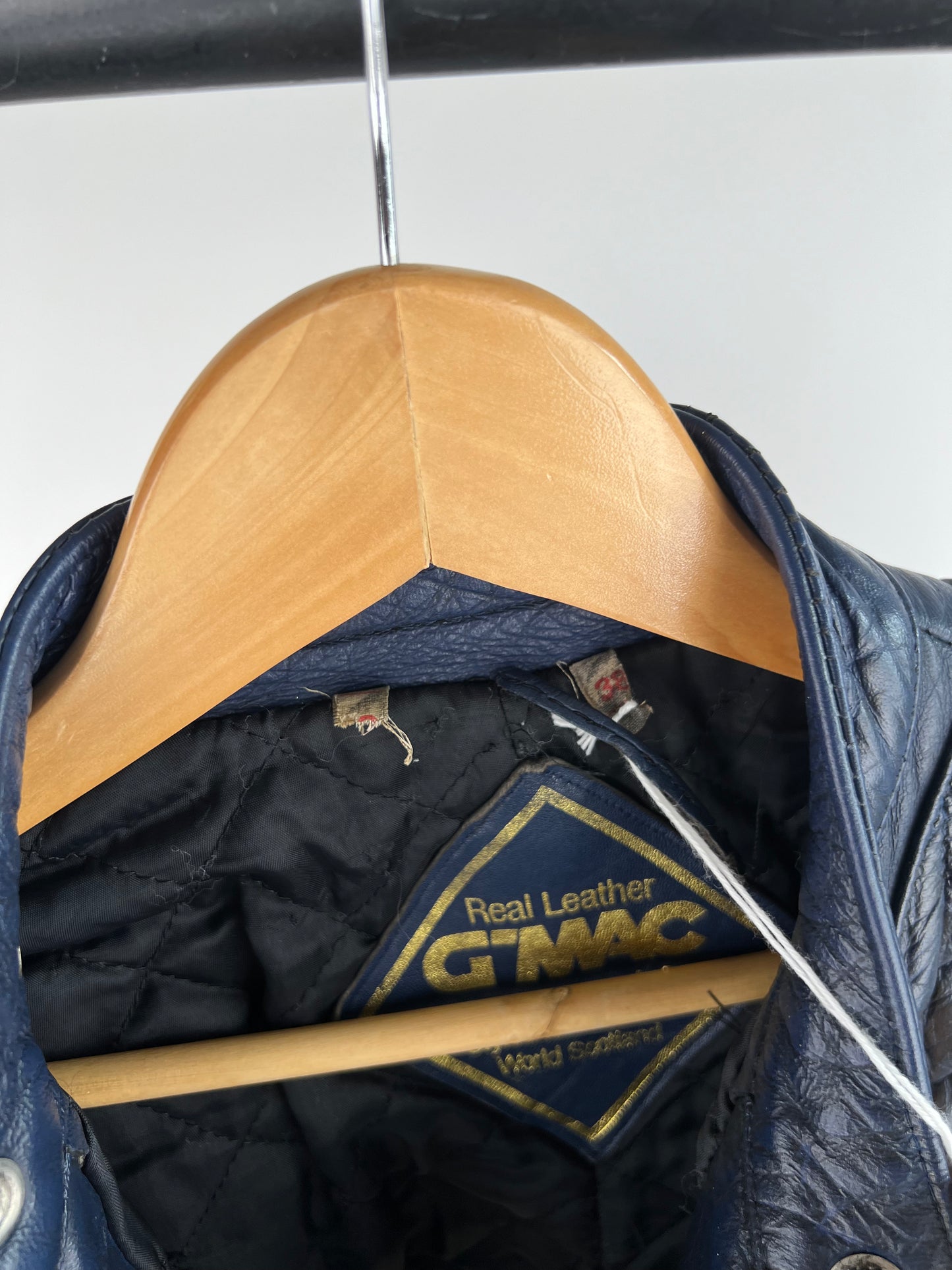 Vintage 80s Navy Leather Motorbike Jacket