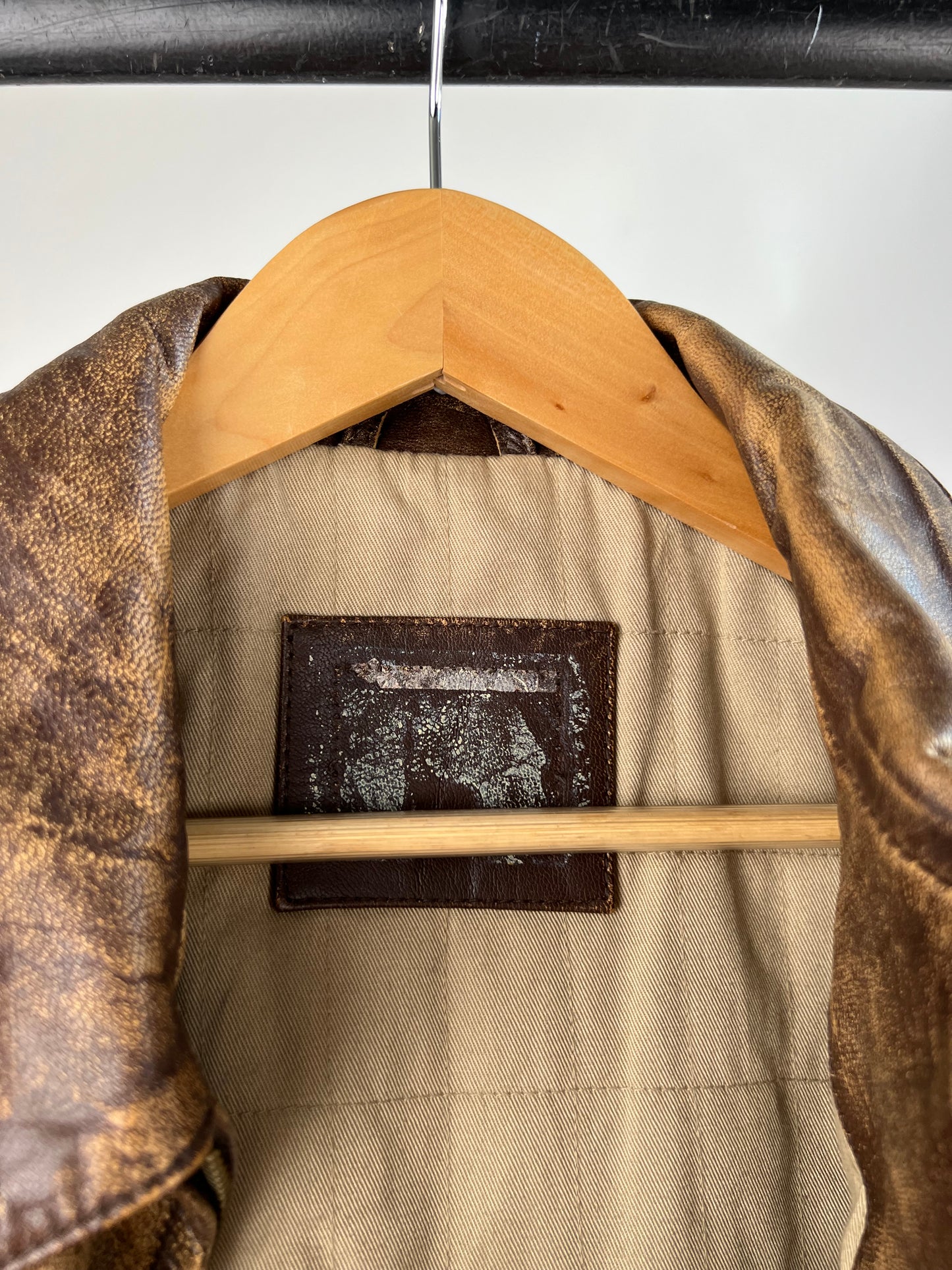 Vintage 90s Distressed Leather Flight Jacket