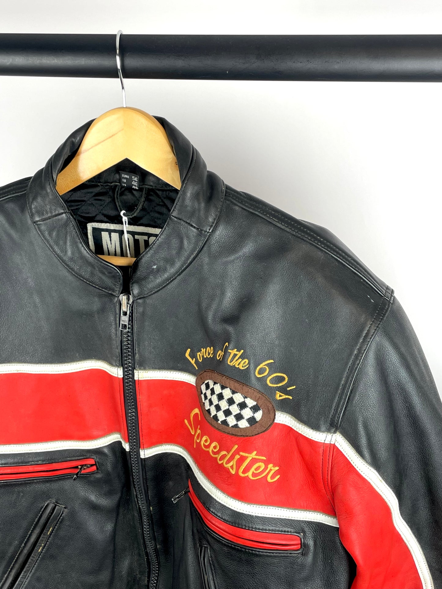 Vintage 90s Force Of The 60’s Speedster Leather Biker Jacket
