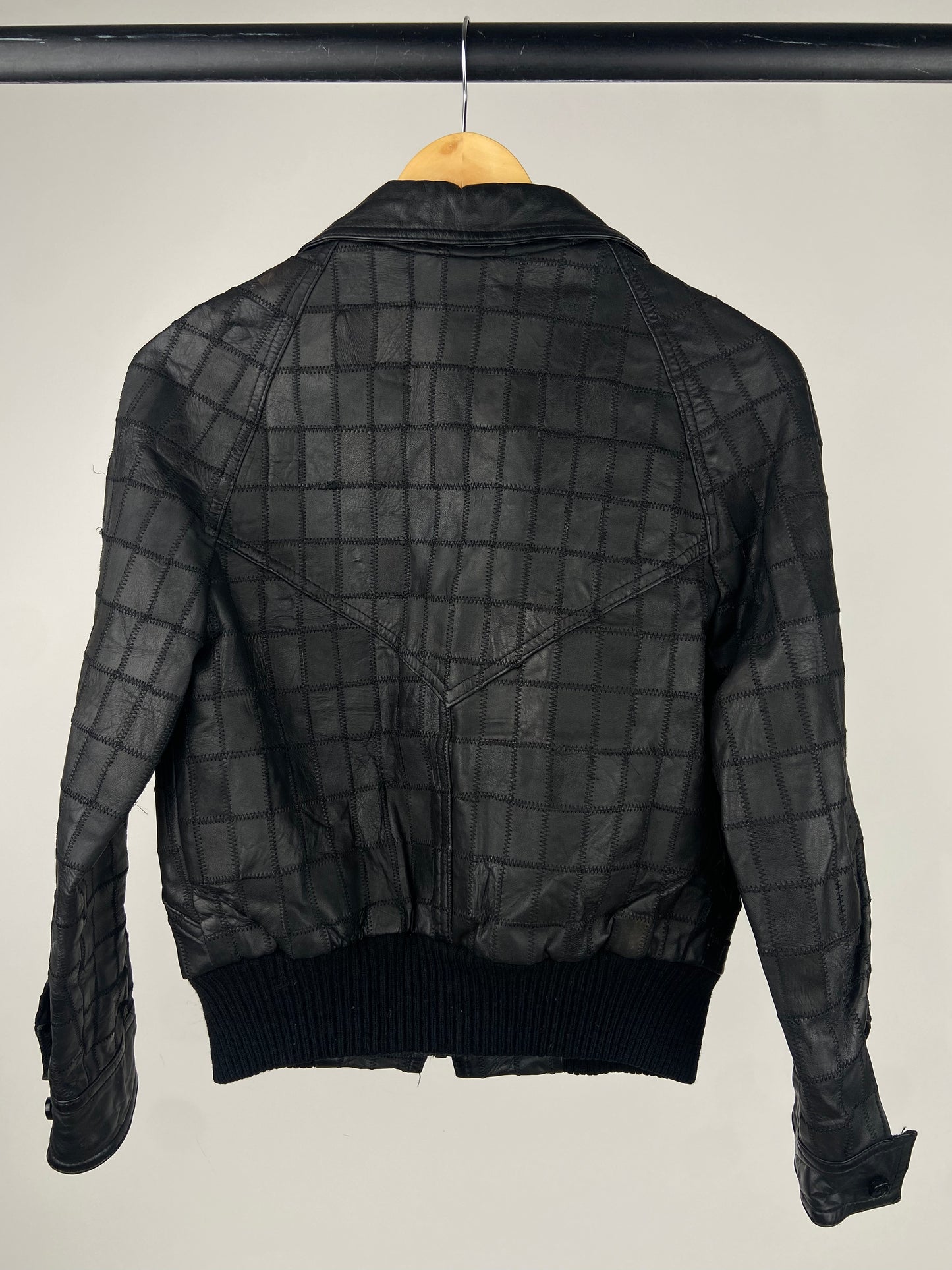 Vintage 90s Patchwork Leather Bomber Jacket