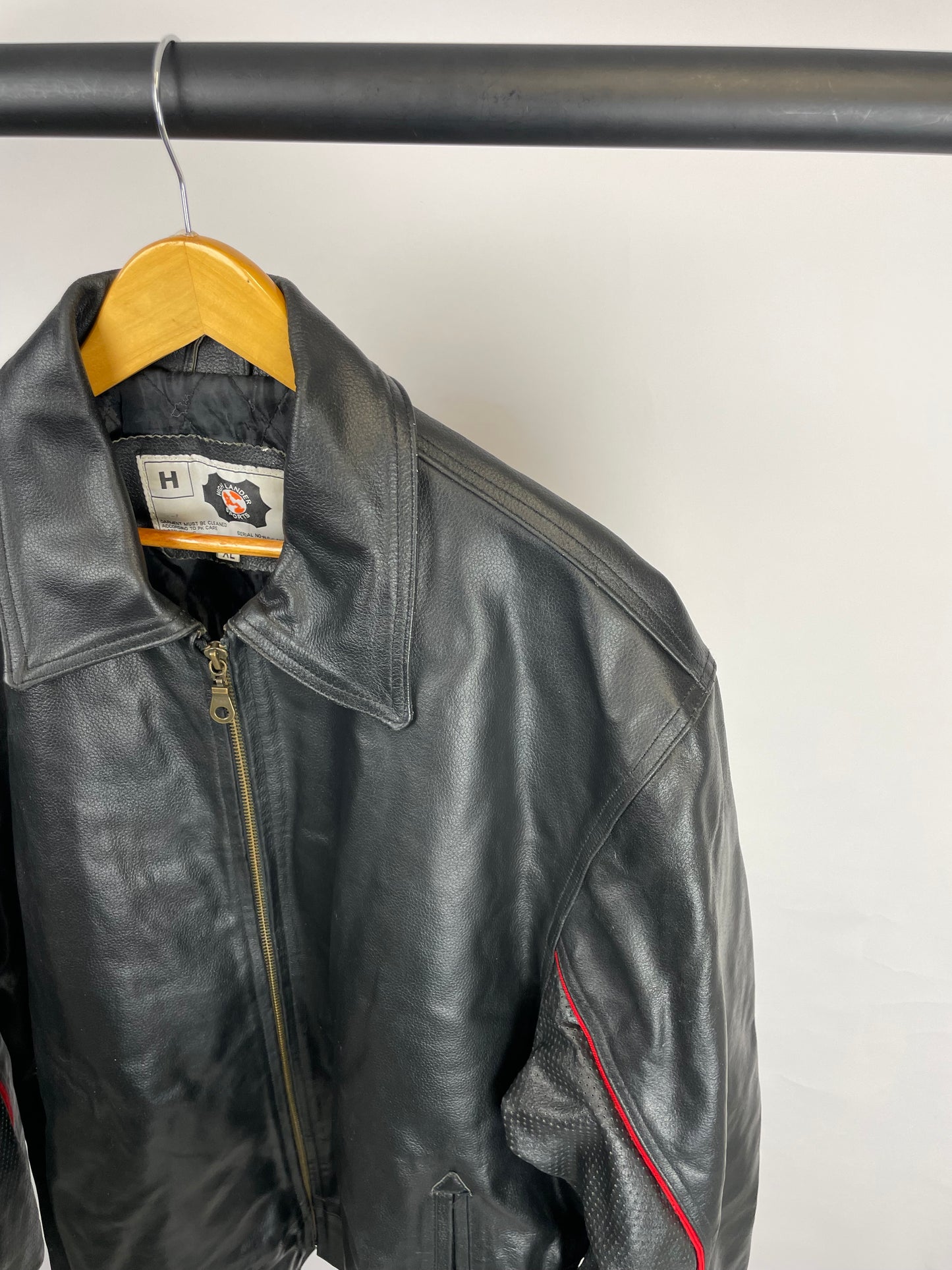 Vintage 90s Highlander Sports Bomber Leather Jacket