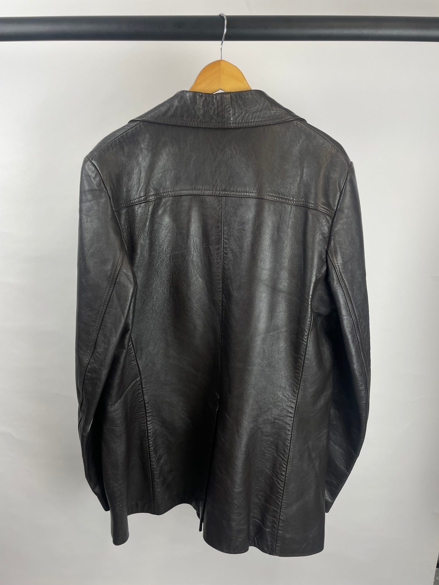 Vintage 90s Long Brown Leather Jacket