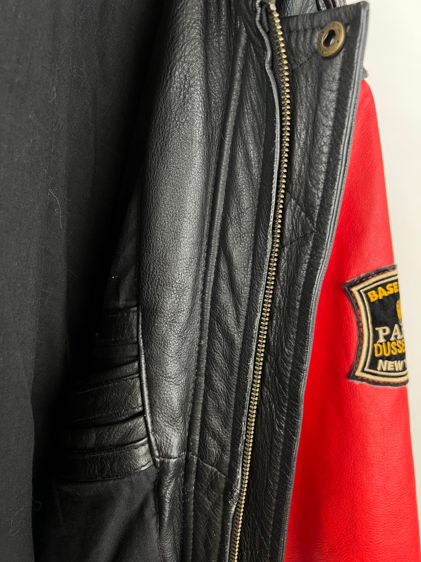 Two Tone 90s Leather Baseball Jacket