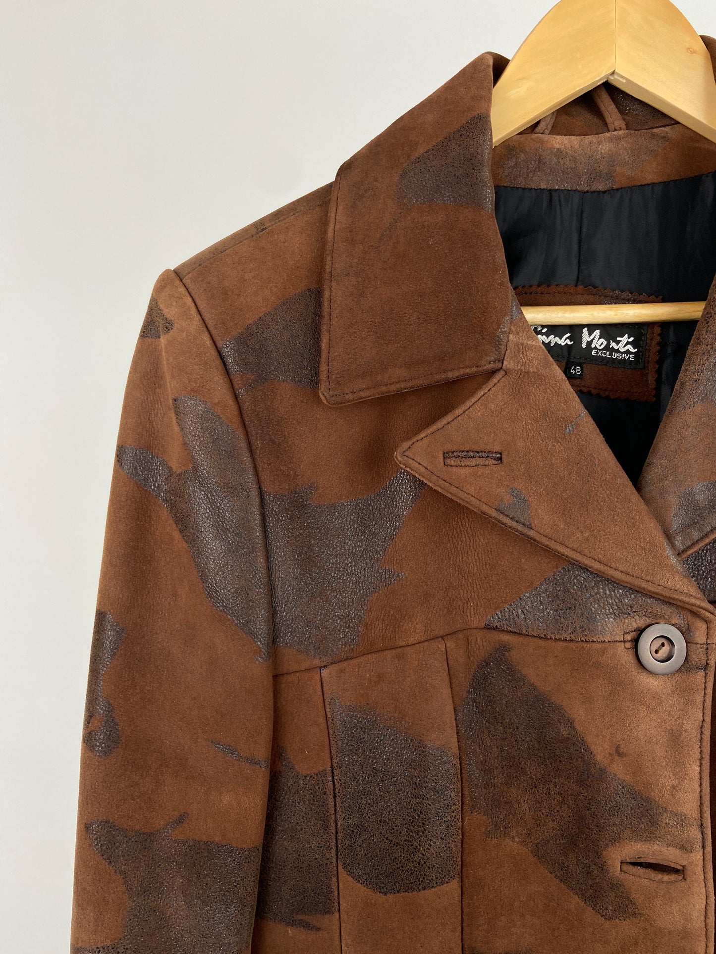 Vintage 90s Brown Patterned Suede Jacket