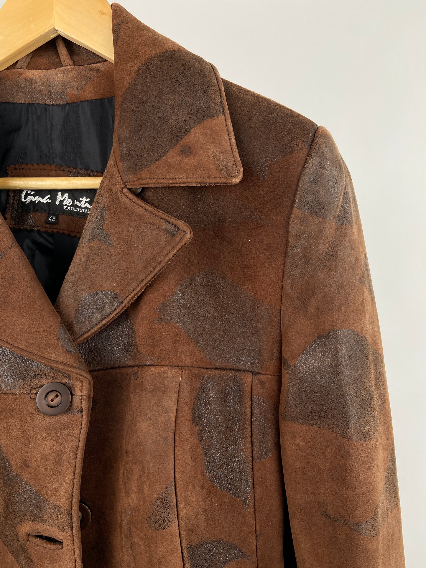 Vintage 90s Brown Patterned Suede Jacket