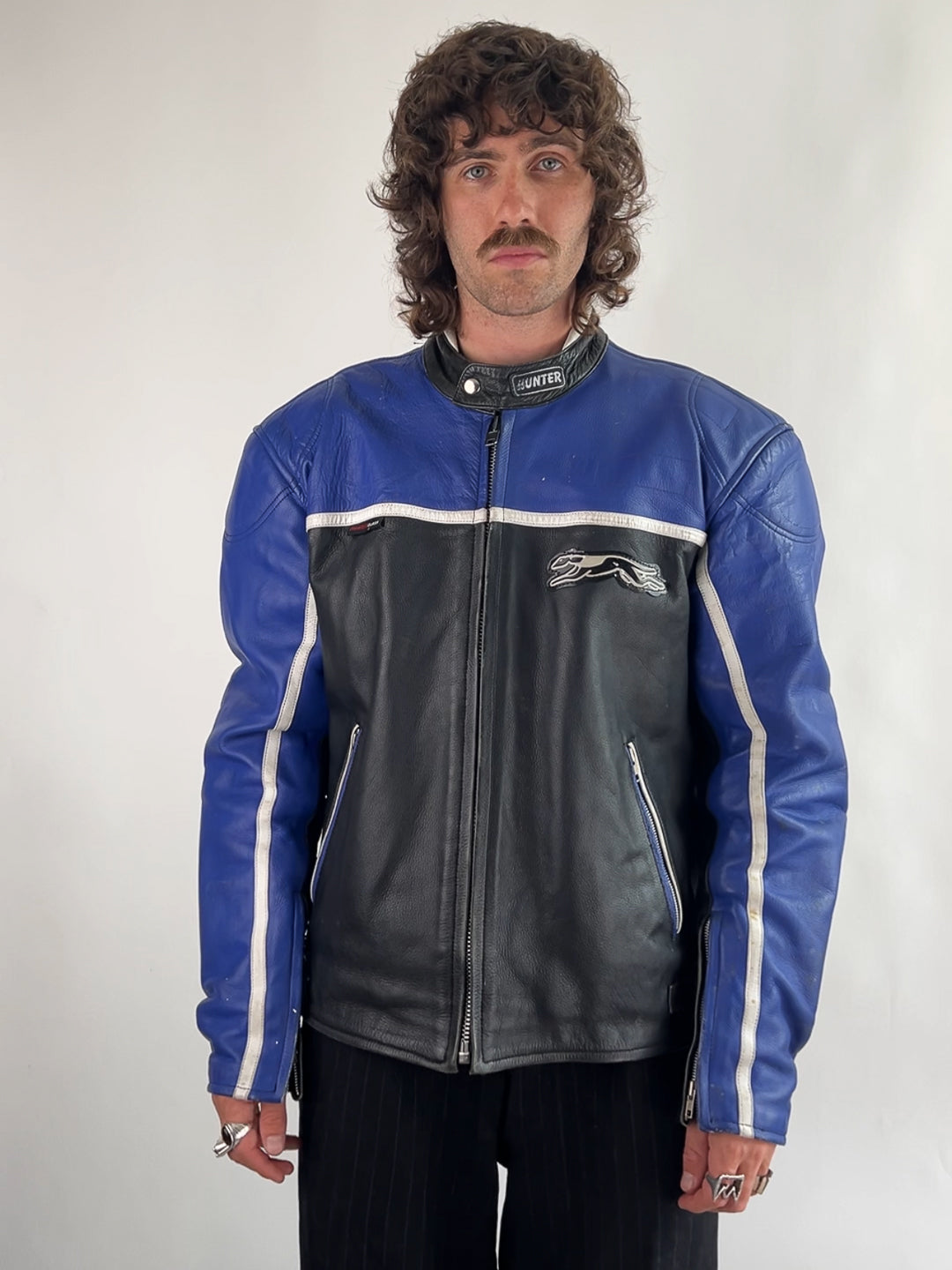 Vintage 90s Hunter Class Leather Motorbike Jacket