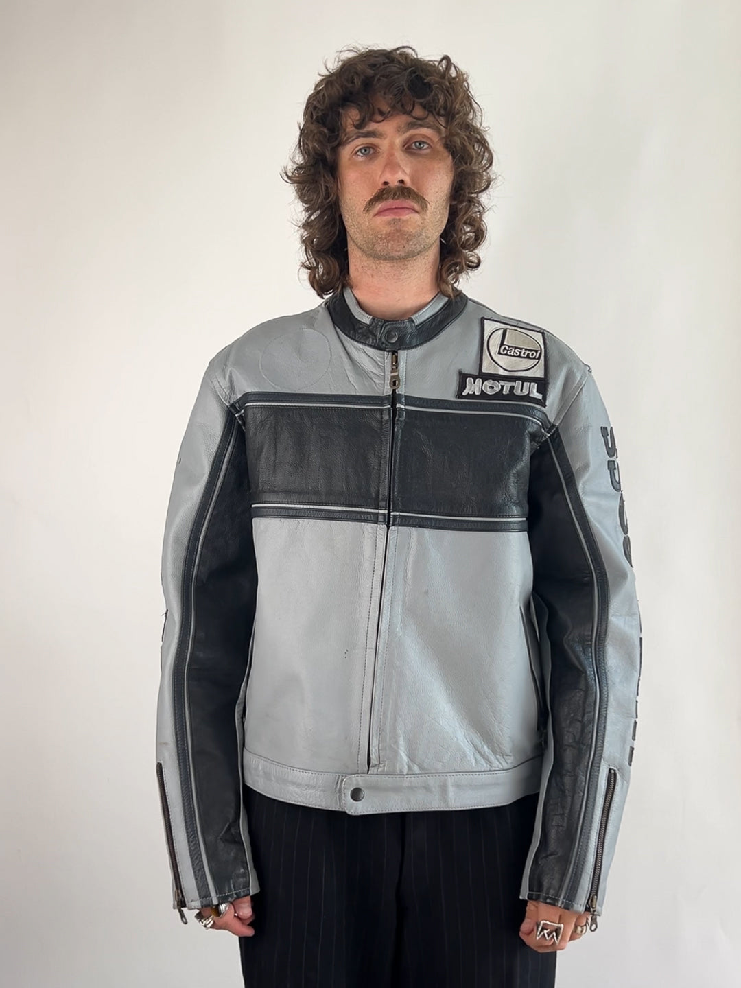 Hugo Boss Branded 90s Leather Motorbike Jacket