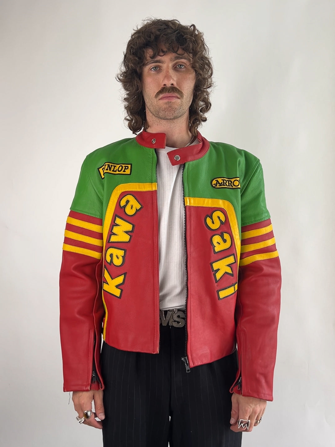 Vintage Kawasaki 90s Leather Motorbike Jacket