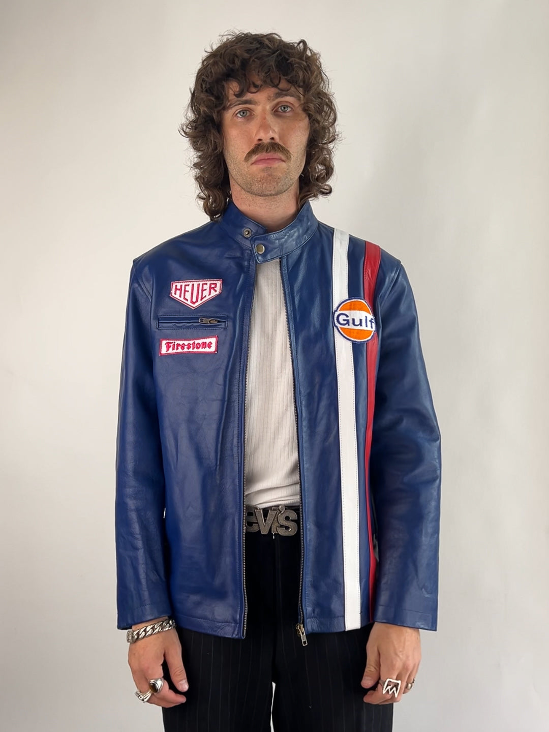 Vintage 90s Steve McQueen Leather Motorbike Jacket