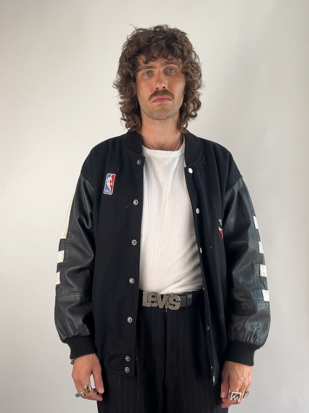 Vintage 90s Chicago Bulls Varsity Leather Jacket
