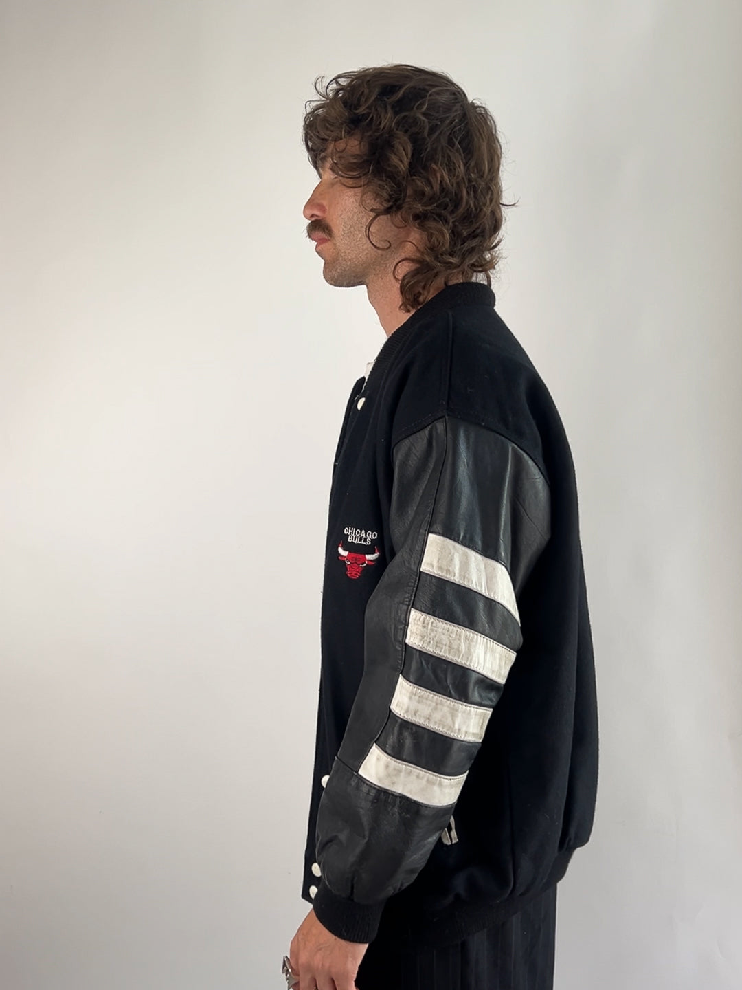 Vintage 90s Chicago Bulls Varsity Leather Jacket