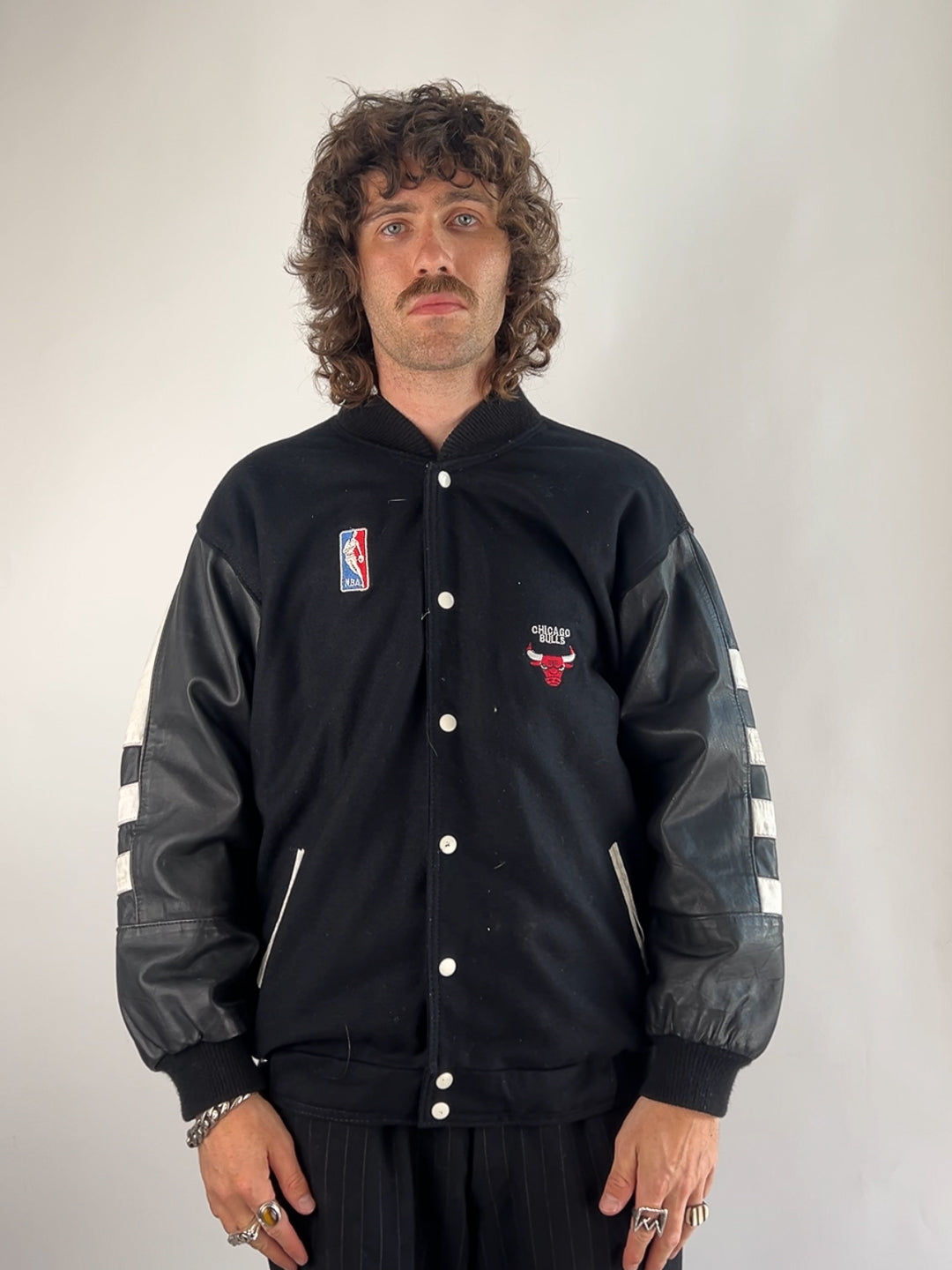 Vintage 90s Chicago Bulls Varsity Leather Jacket