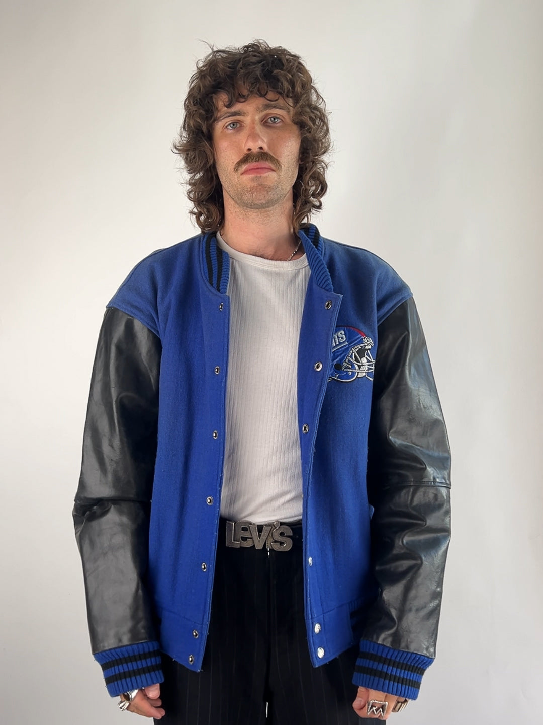 Carl Banks Giants 90s Leather Varsity Jacket
