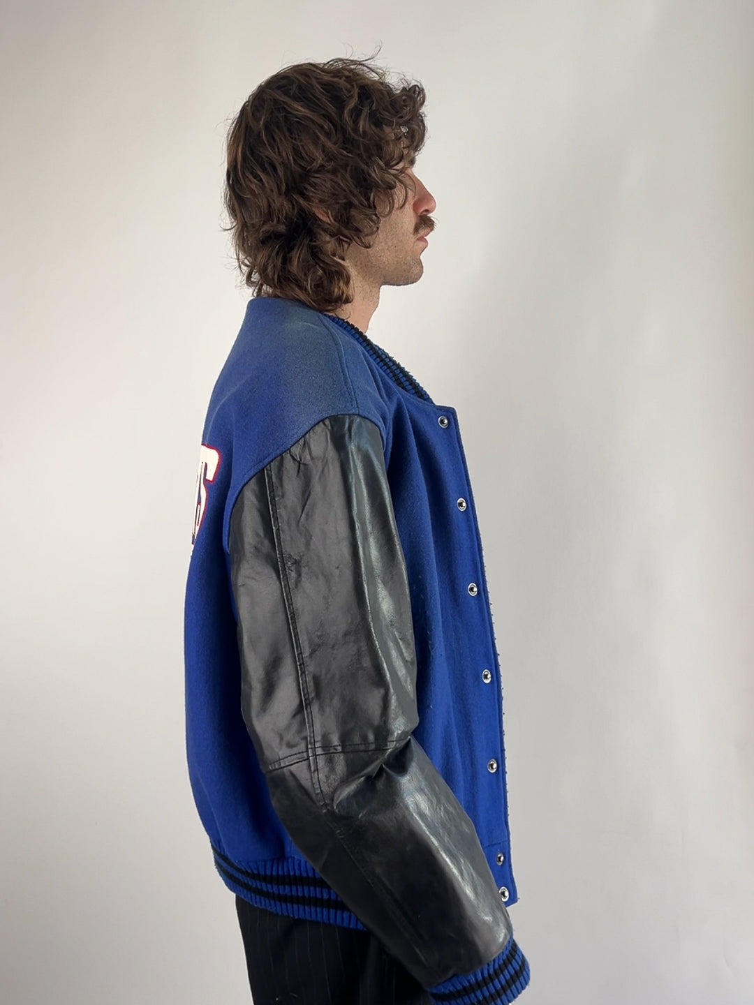 Carl Banks Giants 90s Leather Varsity Jacket