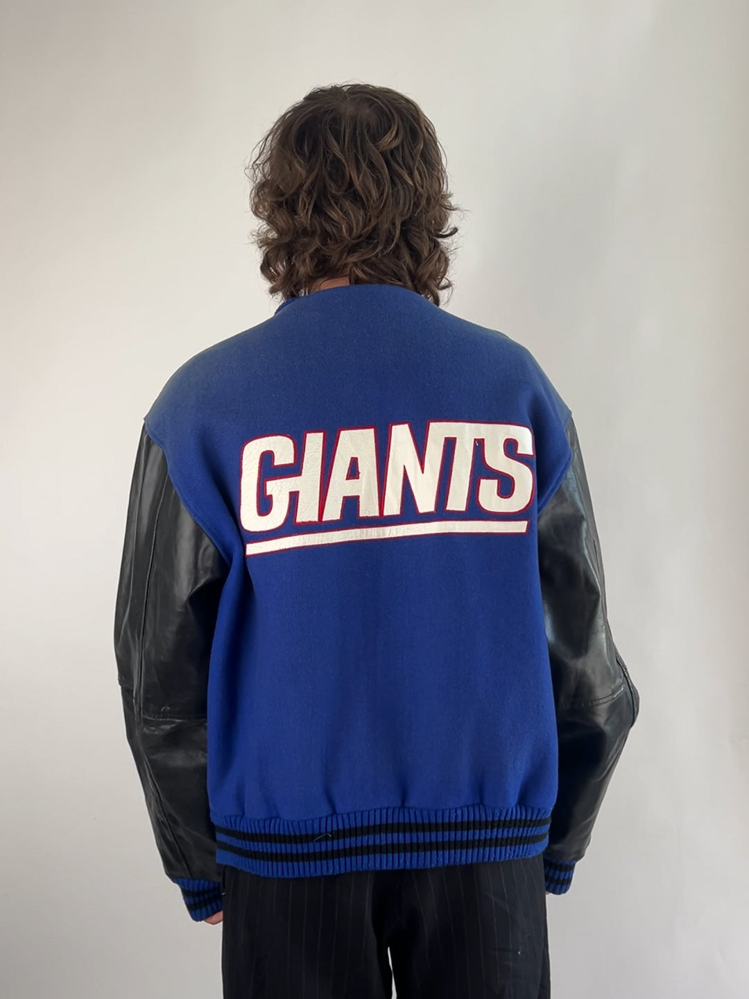 Carl Banks Giants 90s Leather Varsity Jacket