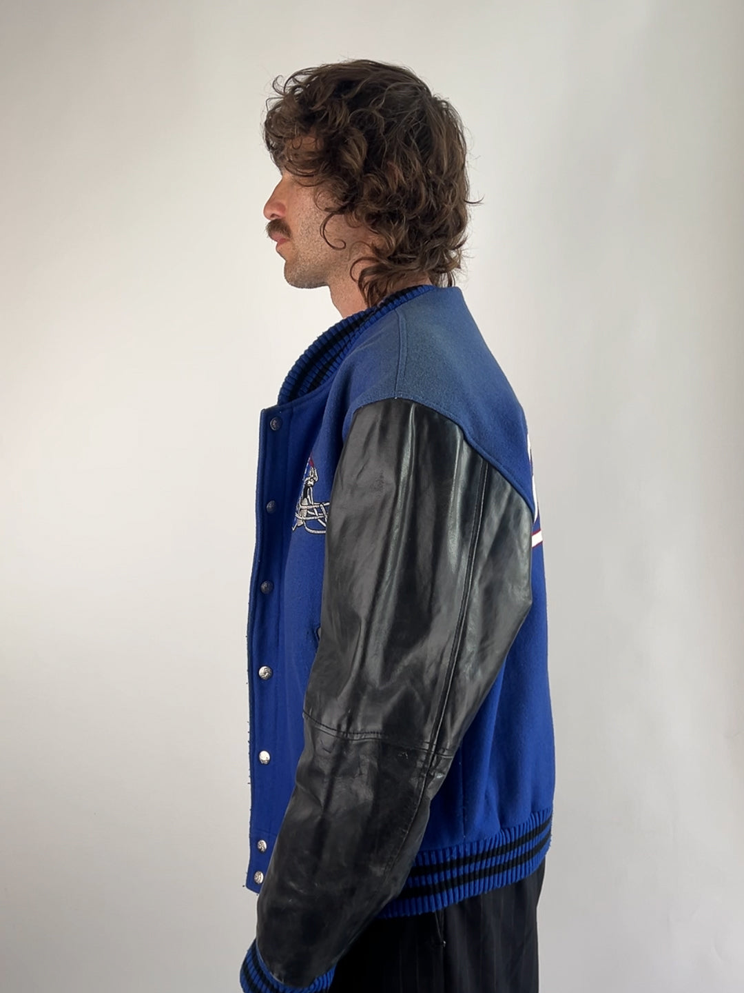 Carl Banks Giants 90s Leather Varsity Jacket