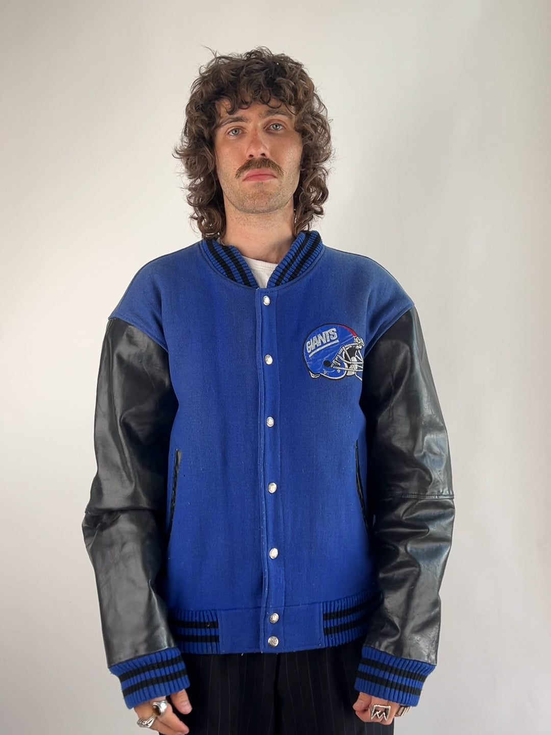 Carl Banks Giants 90s Leather Varsity Jacket