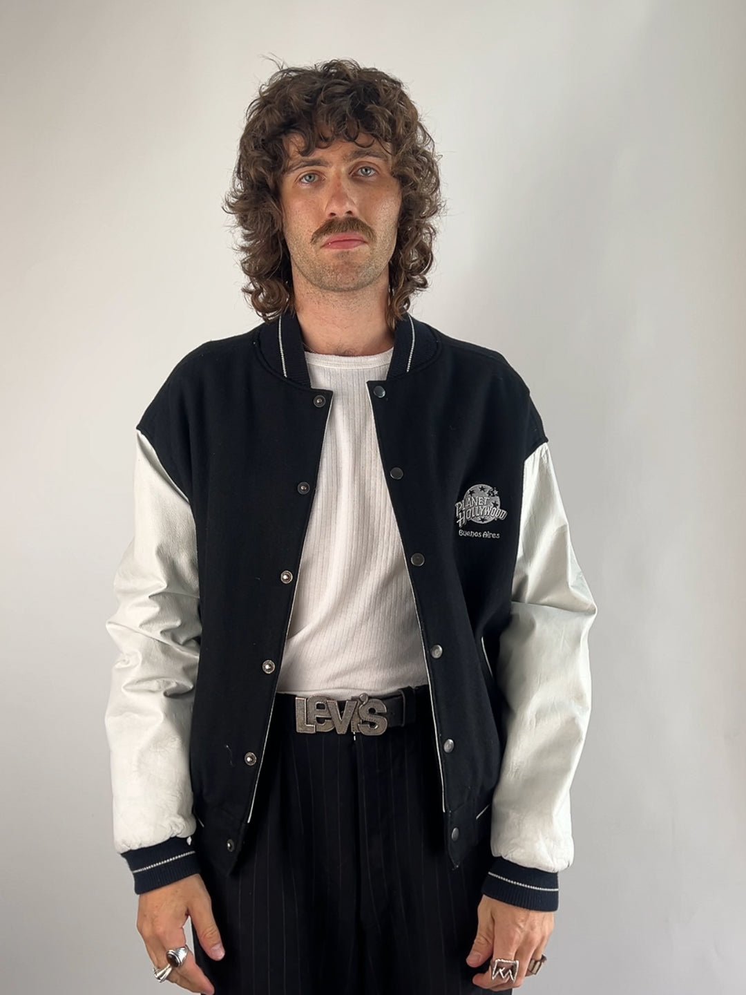 Vintage 90s Planet Hollywood Buenos Aires Leather Bomber Jacket