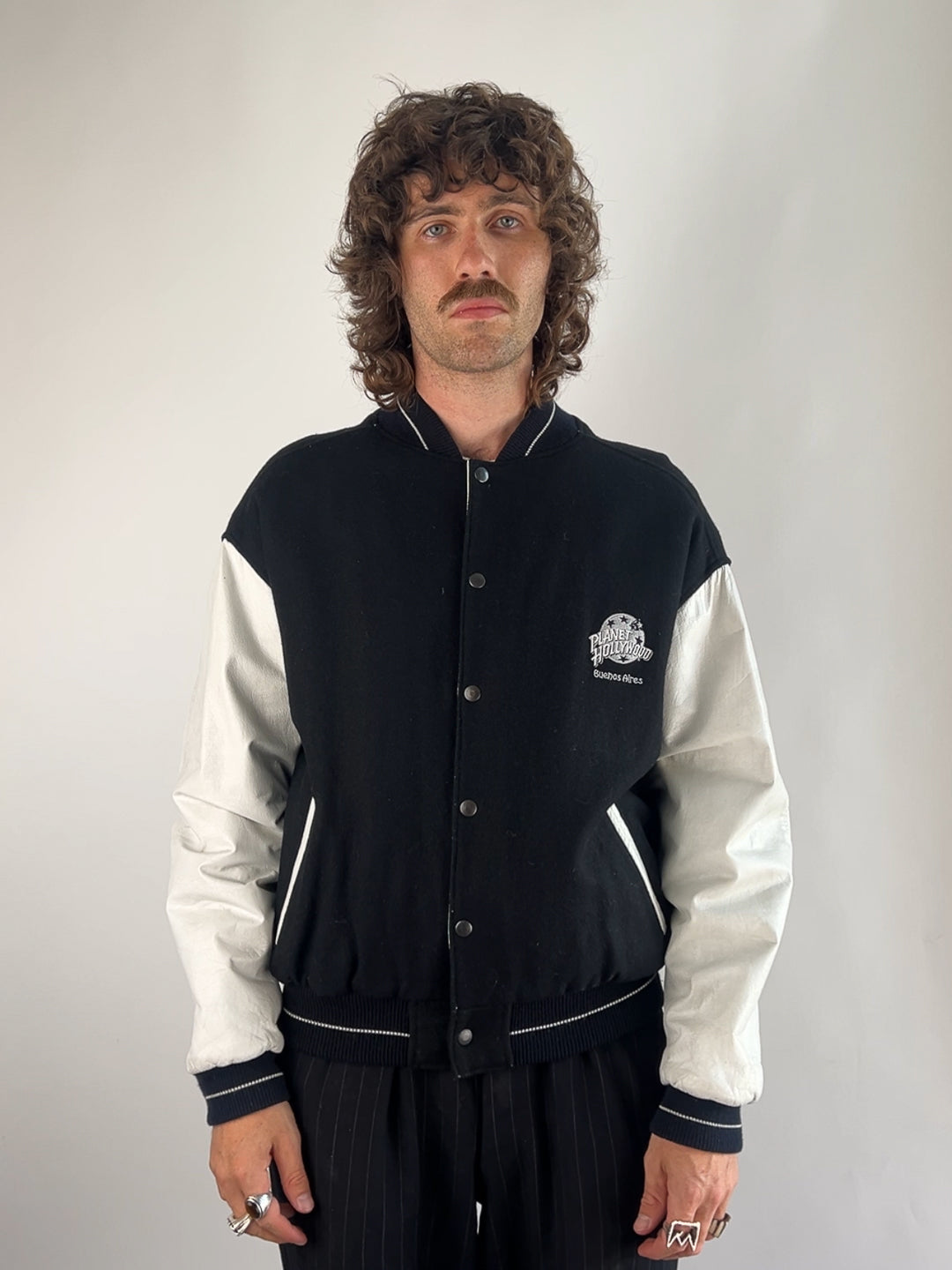 Vintage 90s Planet Hollywood Buenos Aires Leather Bomber Jacket